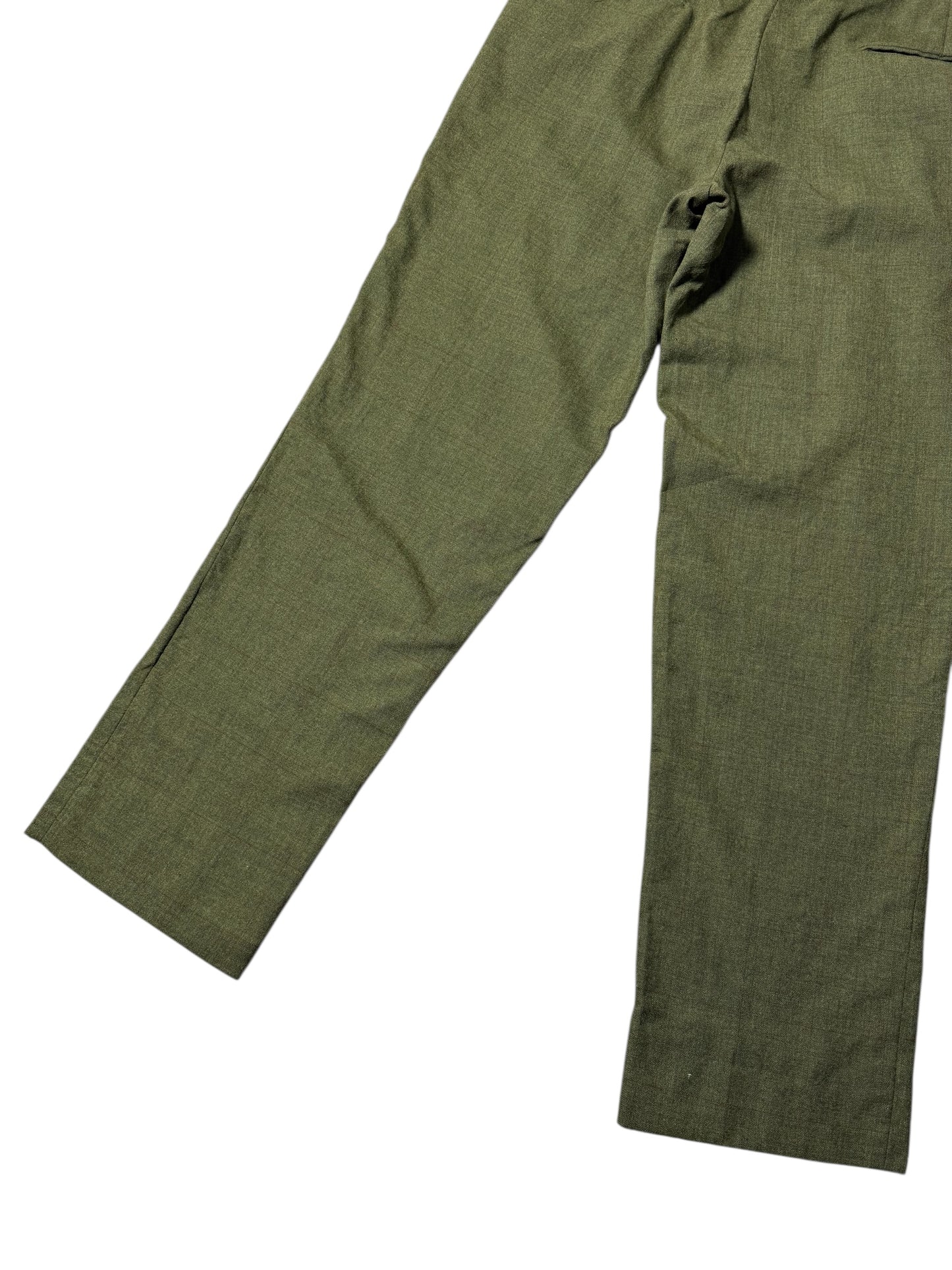 Vintage 1960s–70s Olive Wool-Blend Trousers Straight Leg