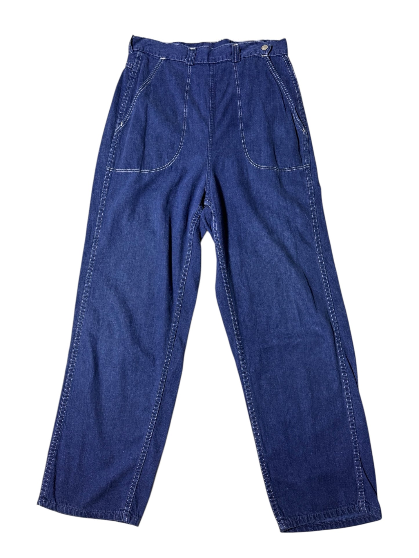 Vintage 1950s–60s Penneys Denim Pants High Rise Wide Straight Leg