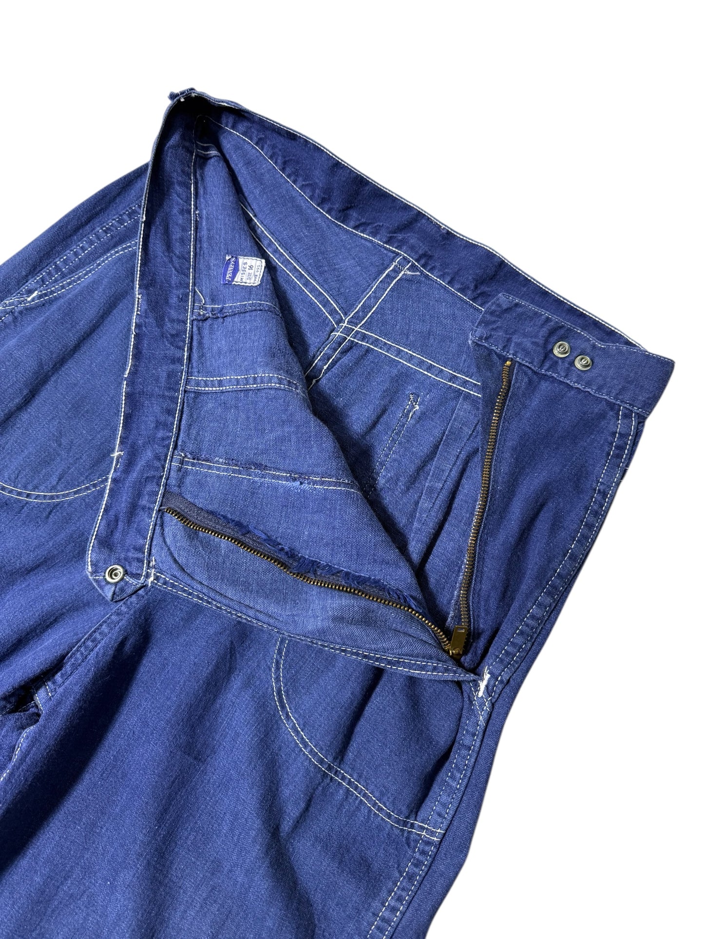 Vintage 1950s–60s Penneys Denim Pants High Rise Wide Straight Leg