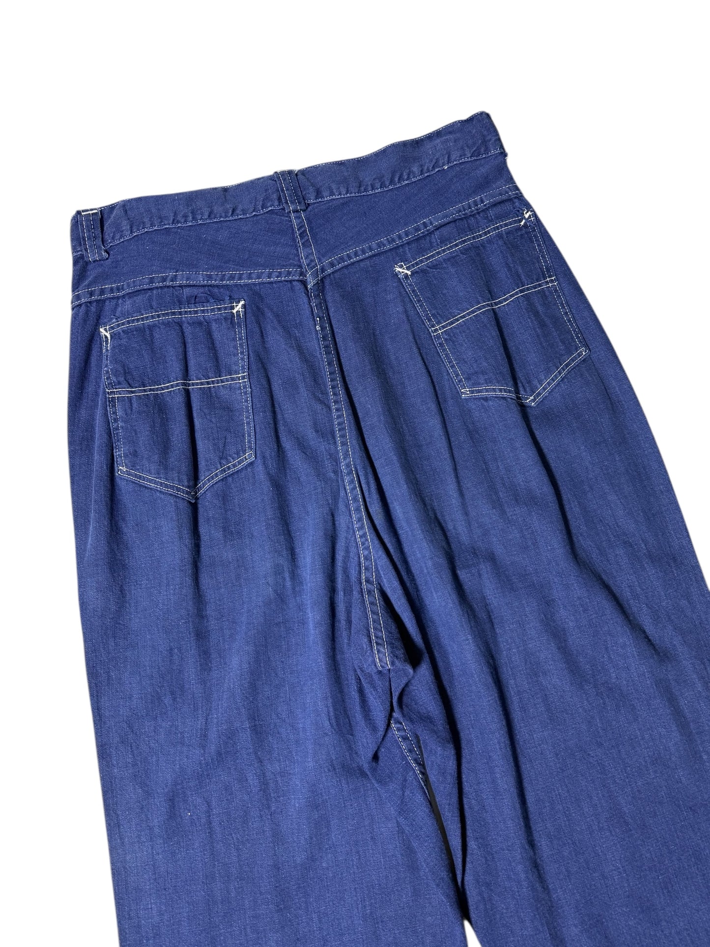 Vintage 1950s–60s Penneys Denim Pants High Rise Wide Straight Leg