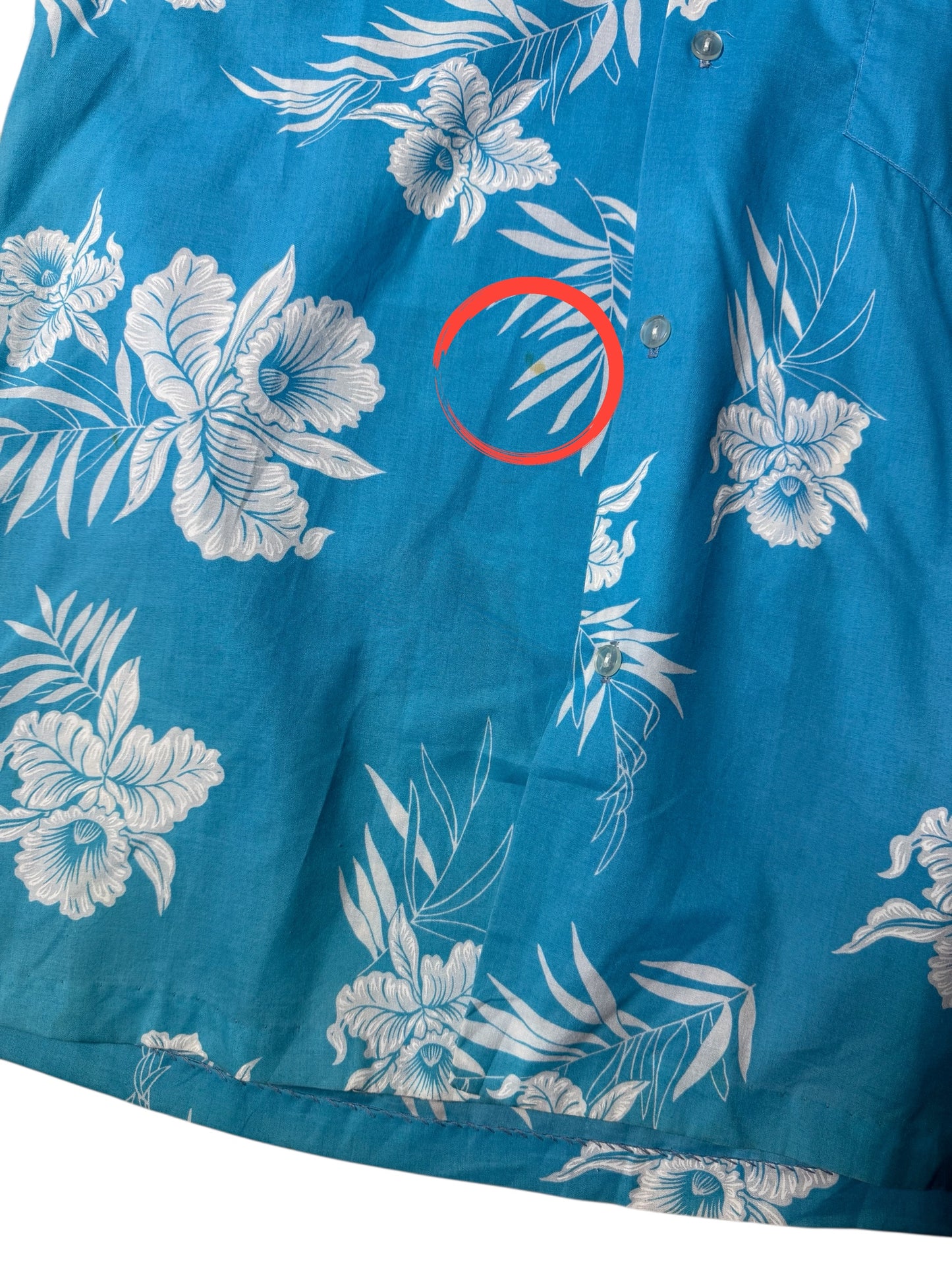 Vintage 1980s–90s Kai Nani Hawaiian Aloha Shirt Blue Floral Made in Hawaii