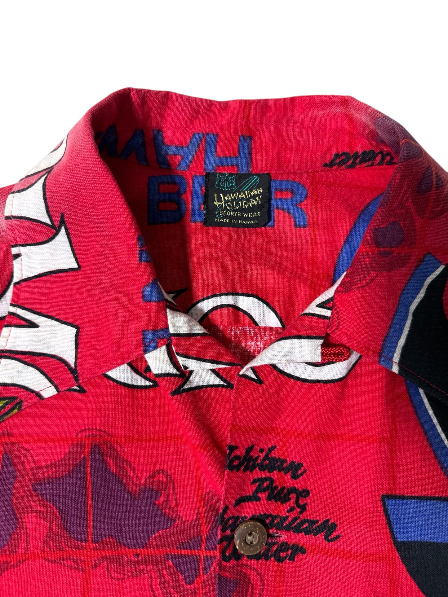 Vintage 1970s Hawaiian Holidays “Primo Beer” Aloha Shirt All-Over Print Made in Hawaii
