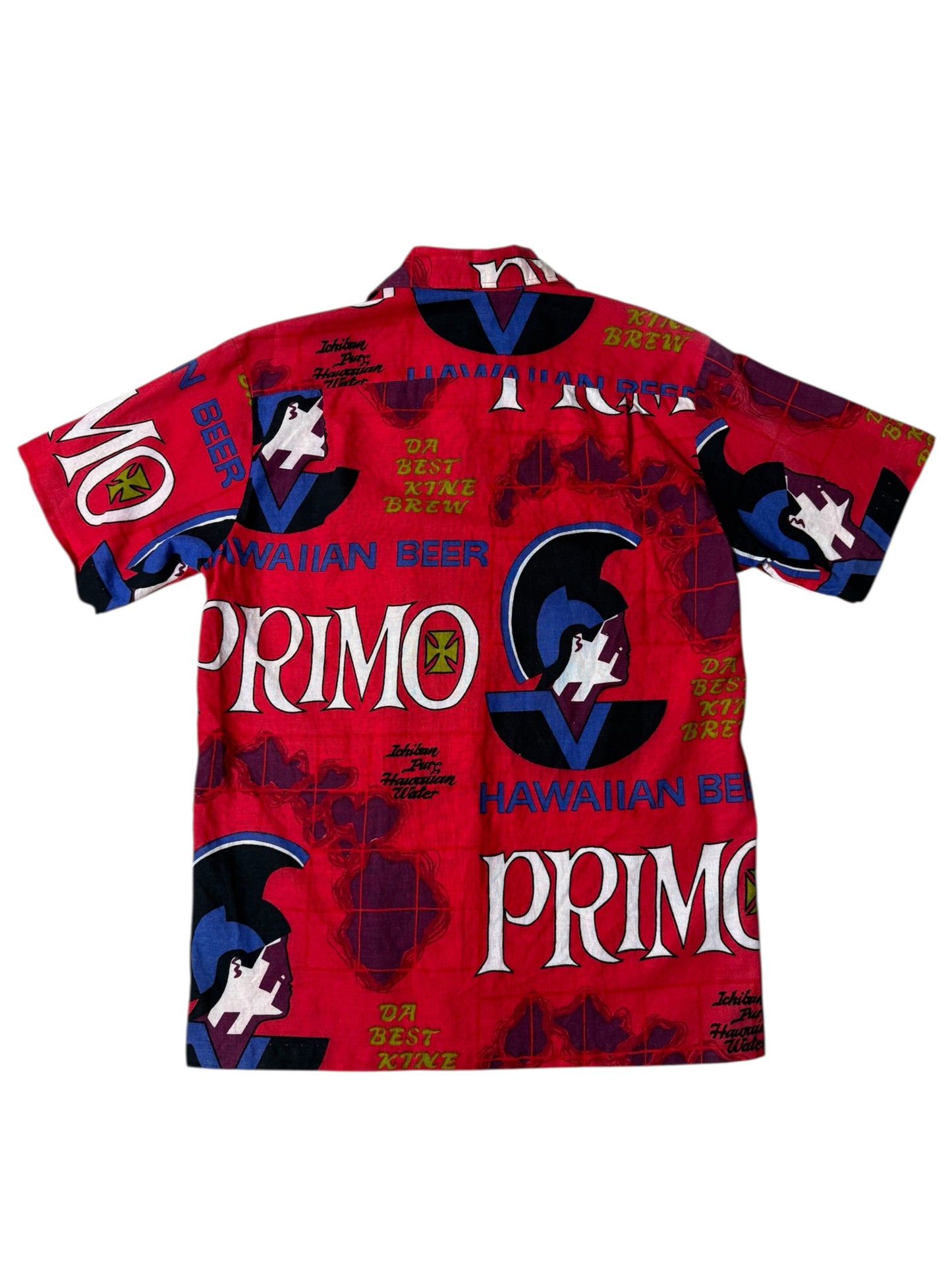 Vintage 1970s Hawaiian Holidays “Primo Beer” Aloha Shirt All-Over Print Made in Hawaii