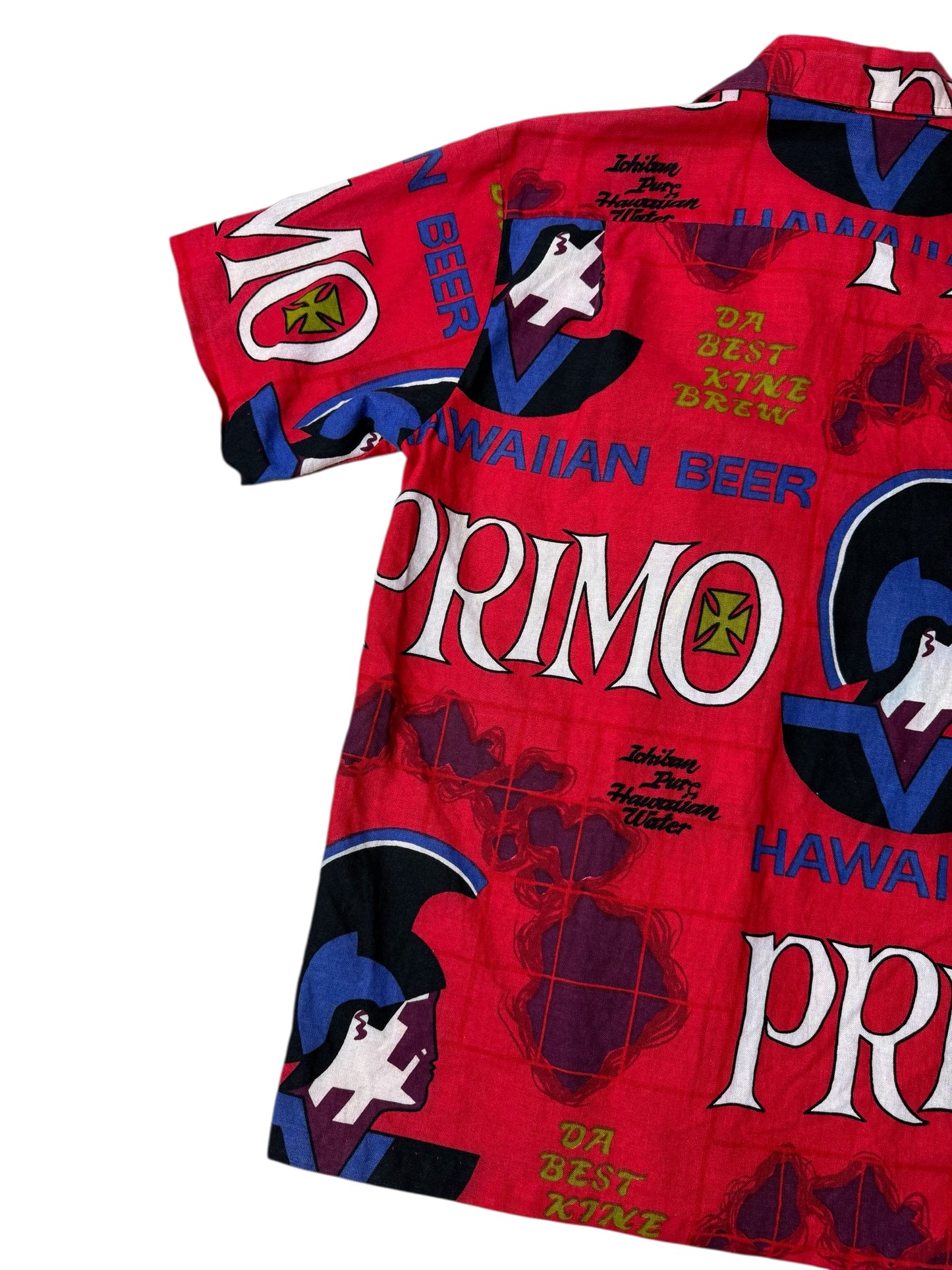 Vintage 1970s Hawaiian Holidays “Primo Beer” Aloha Shirt All-Over Print Made in Hawaii