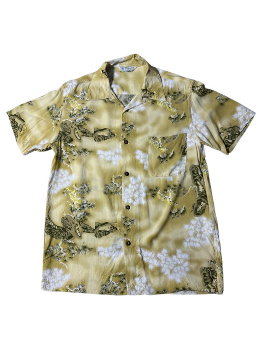 Styled by Originals Japanese Dragon & Pine Print Rayon Aloha Shirt