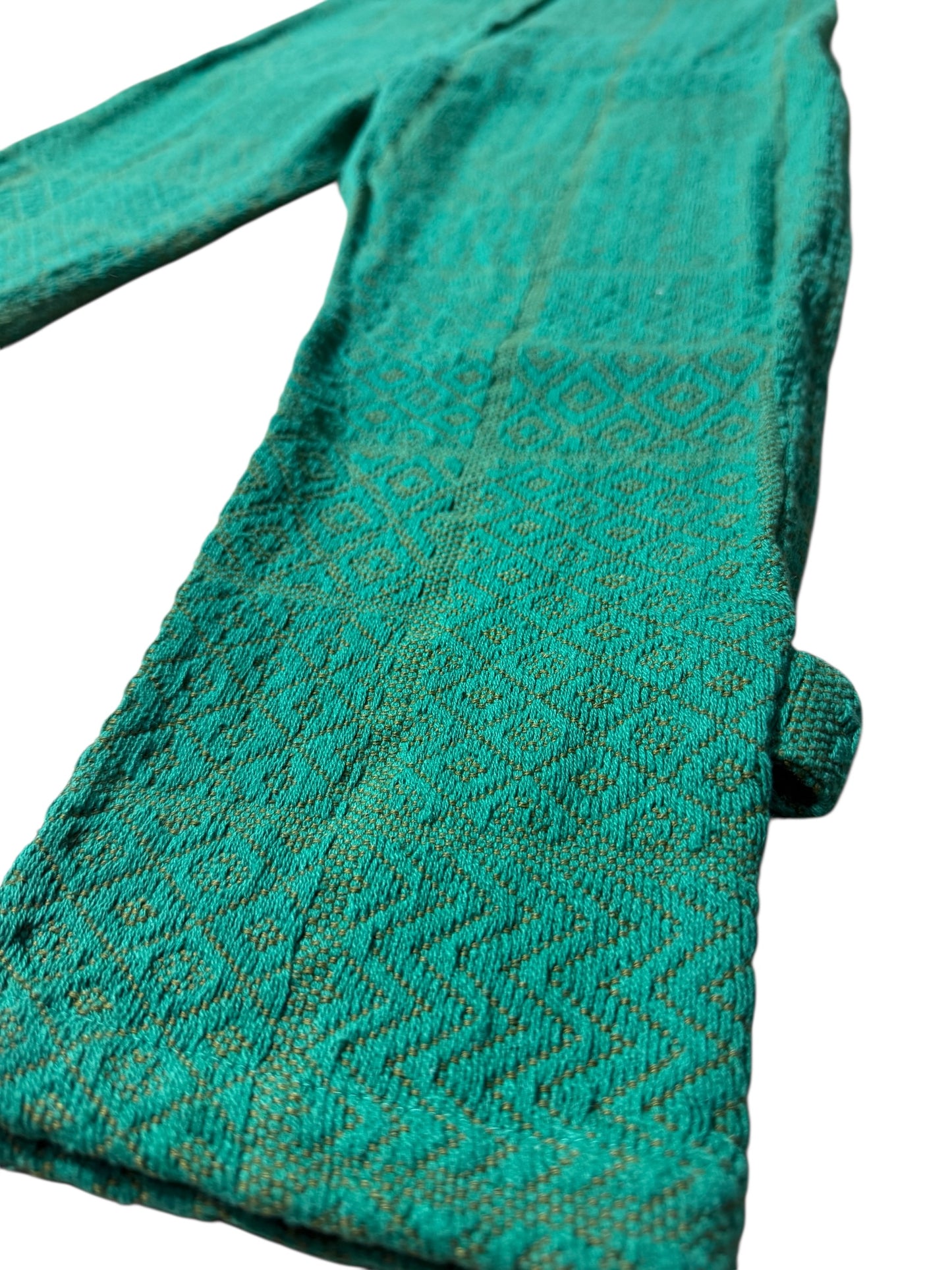 2000s Yul Japanese Import Woven Textured Pants Emerald Green Diamond Weave