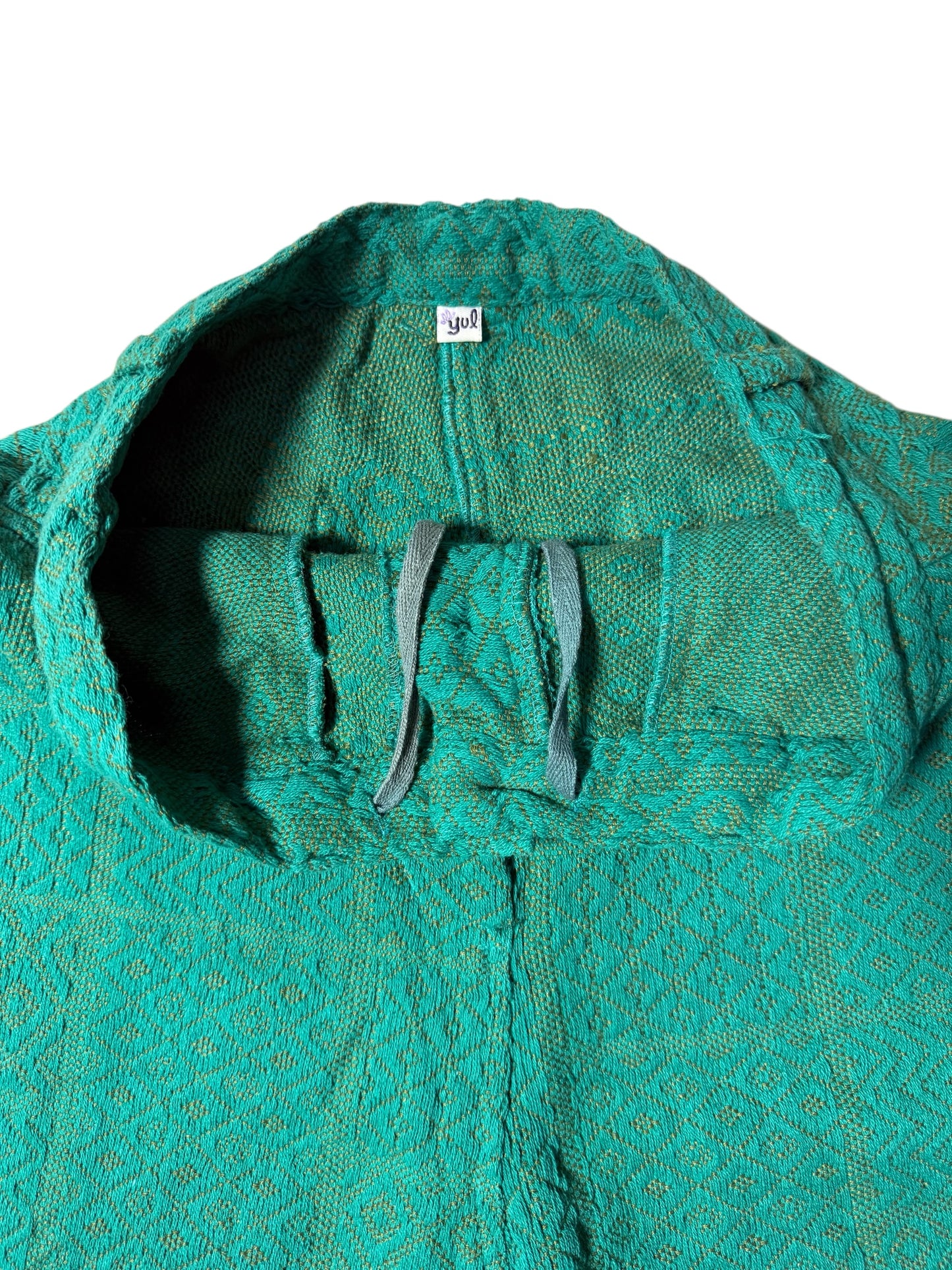 2000s Yul Japanese Import Woven Textured Pants Emerald Green Diamond Weave