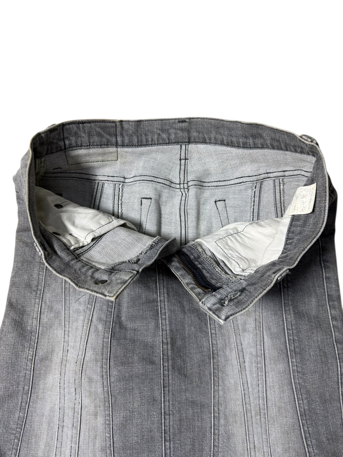 Vintage 90s Hysteric Glamour Gray Panel Denim Skirt