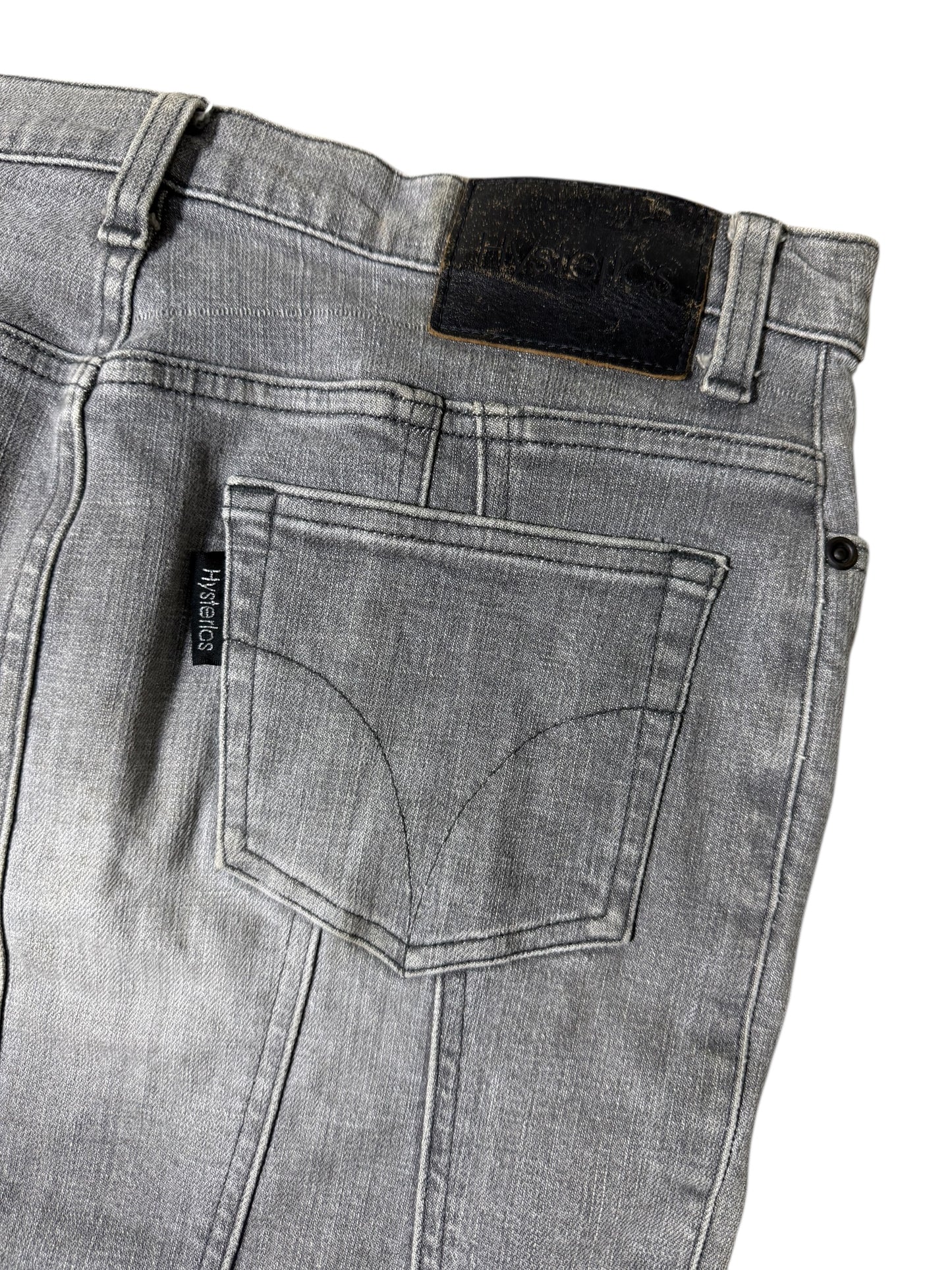 Vintage 90s Hysteric Glamour Gray Panel Denim Skirt