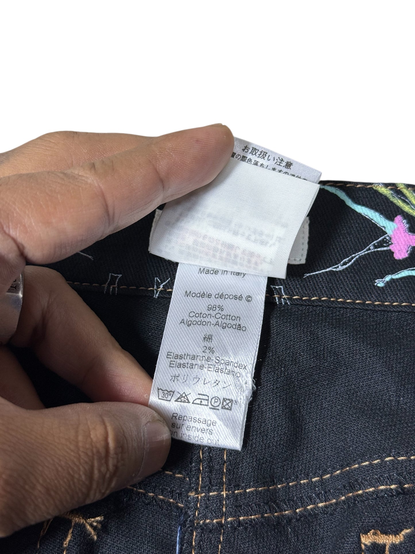 Vintage 2000s Christian Lacroix Fashion Sketch Print Flare Pants Made in Italy