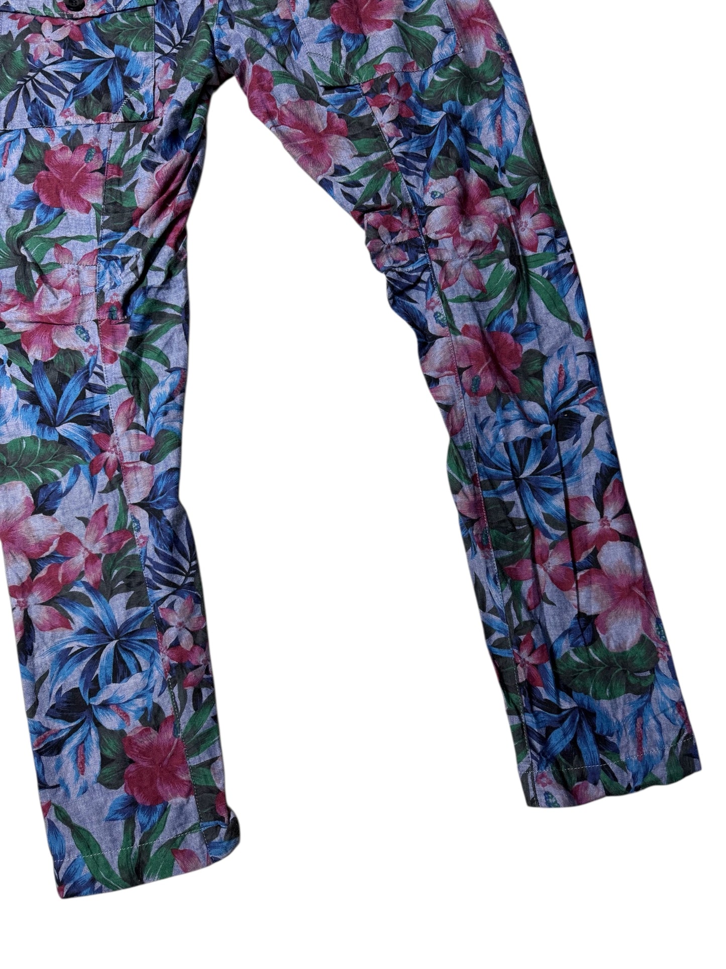 Vintage 2000s Marithe Francois Girbaud Tropical Floral Pants Hibiscus Print