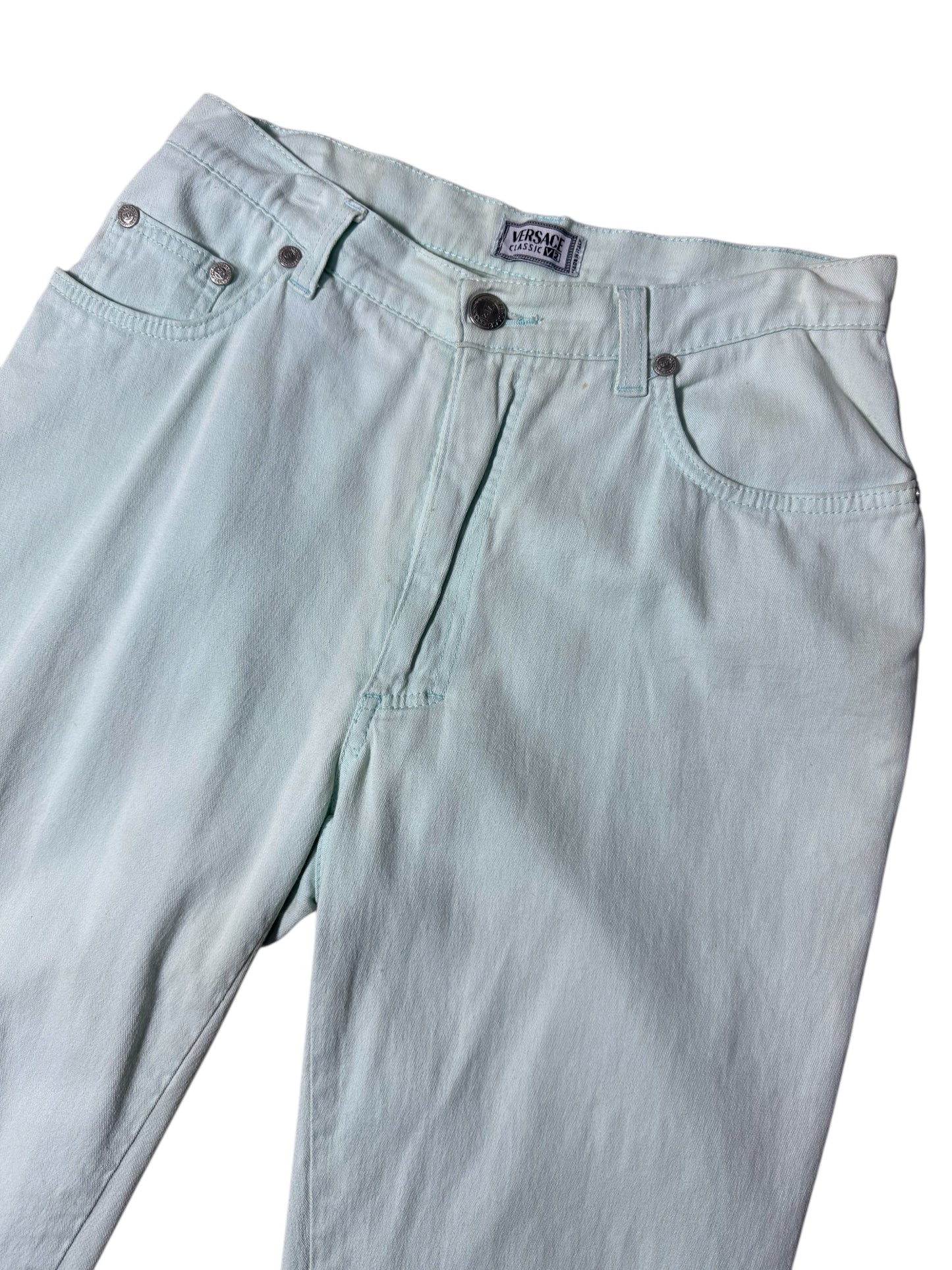 Vintage Late 90s–2000s Versace Classic V2 Mint Denim Jeans Made in Italy