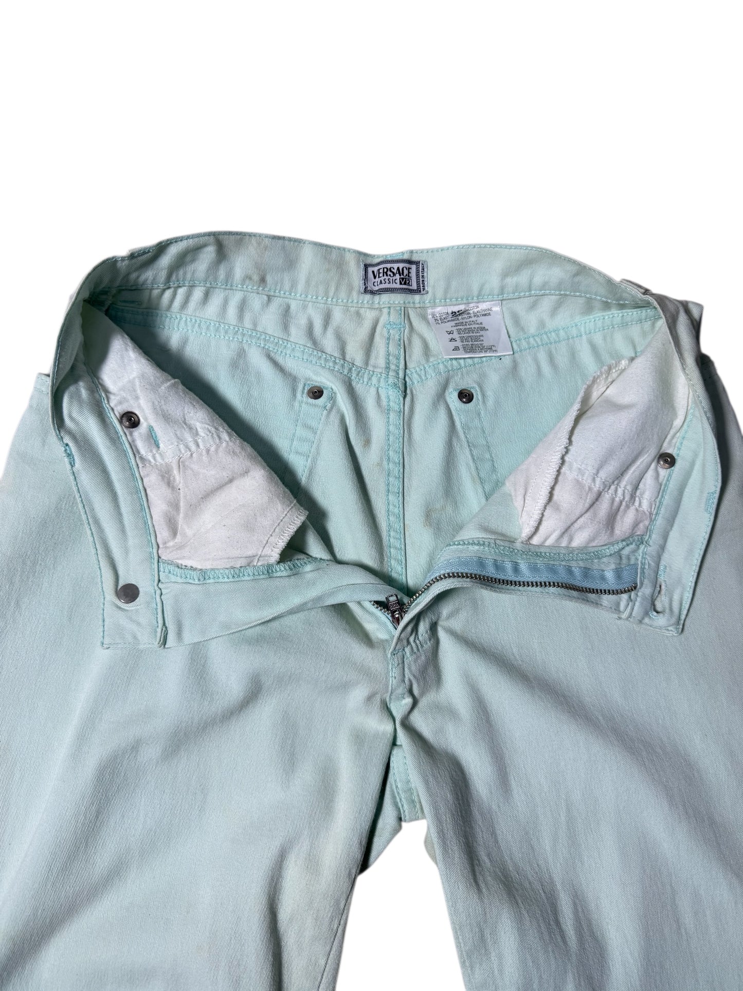 Vintage Late 90s–2000s Versace Classic V2 Mint Denim Jeans Made in Italy