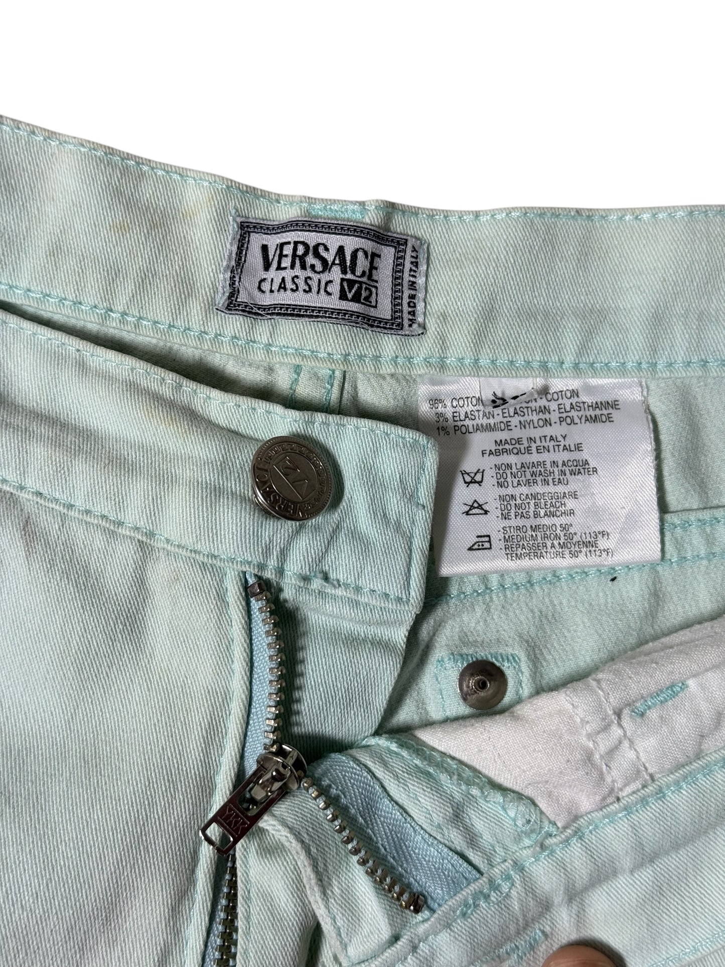 Vintage Late 90s–2000s Versace Classic V2 Mint Denim Jeans Made in Italy