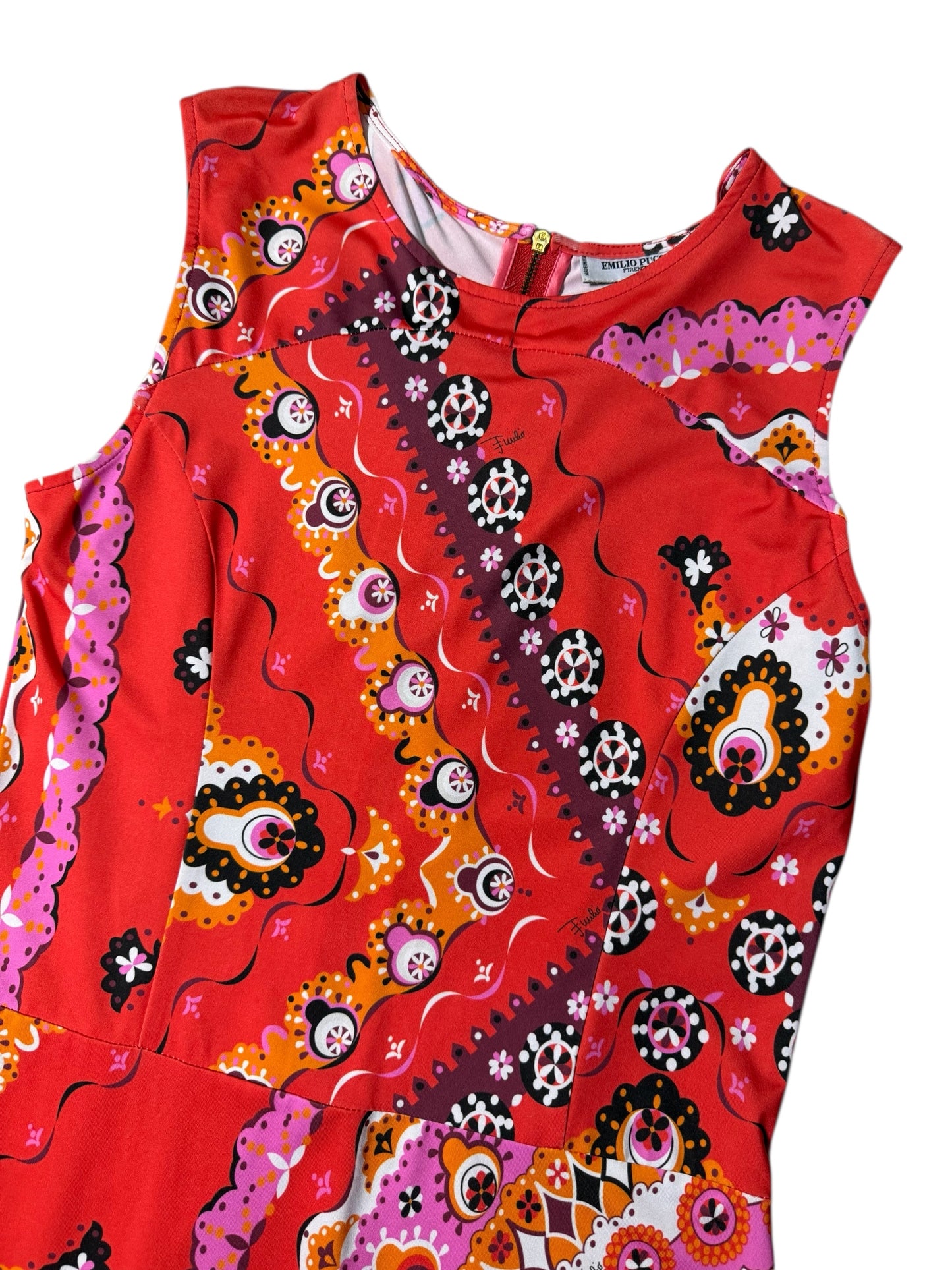 Emilio Pucci Firenze Sleeveless Psychedelic Print Dress