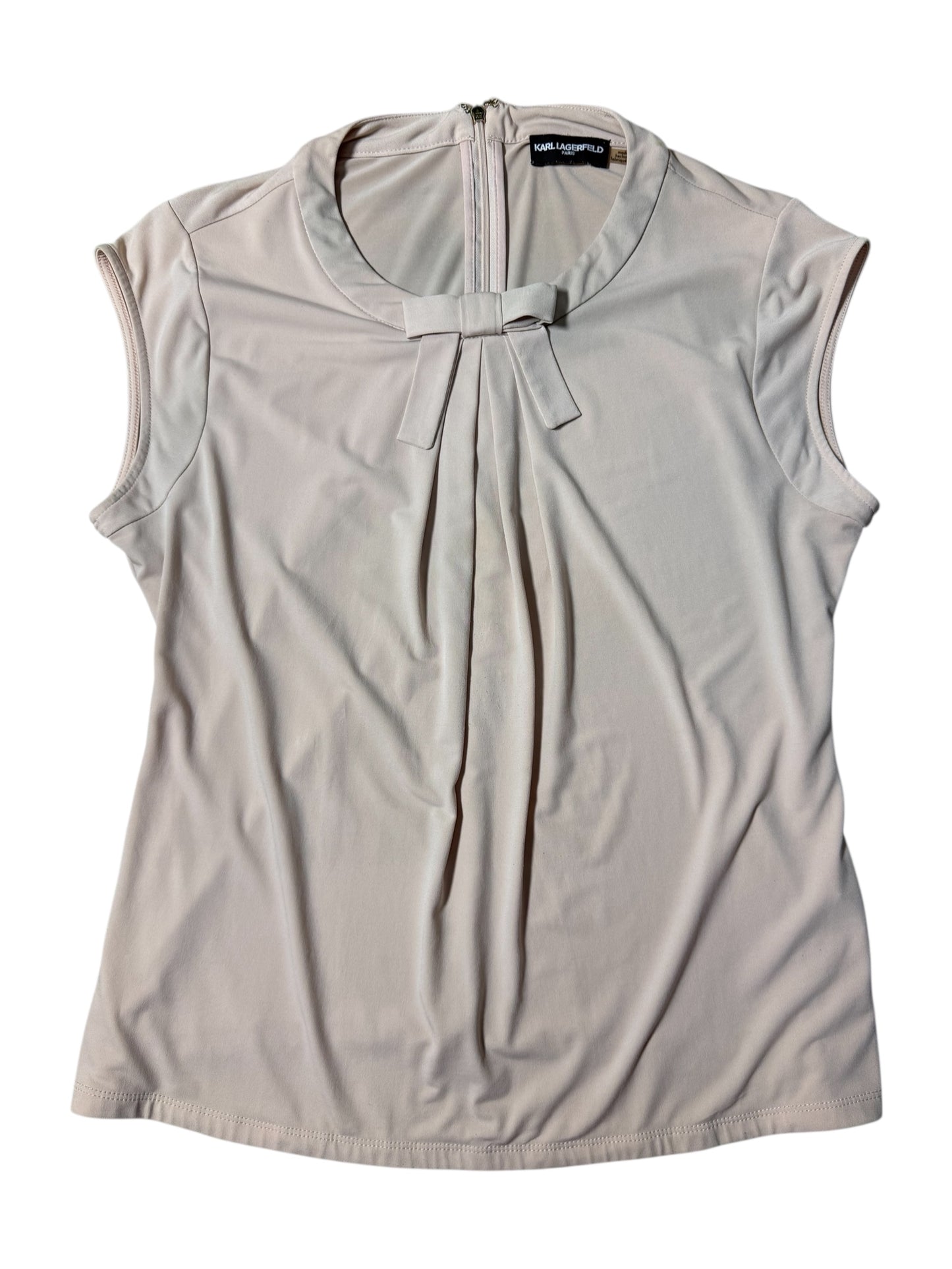 Karl Lagerfeld Paris Sleeveless Bow-Front Blouse – Beige