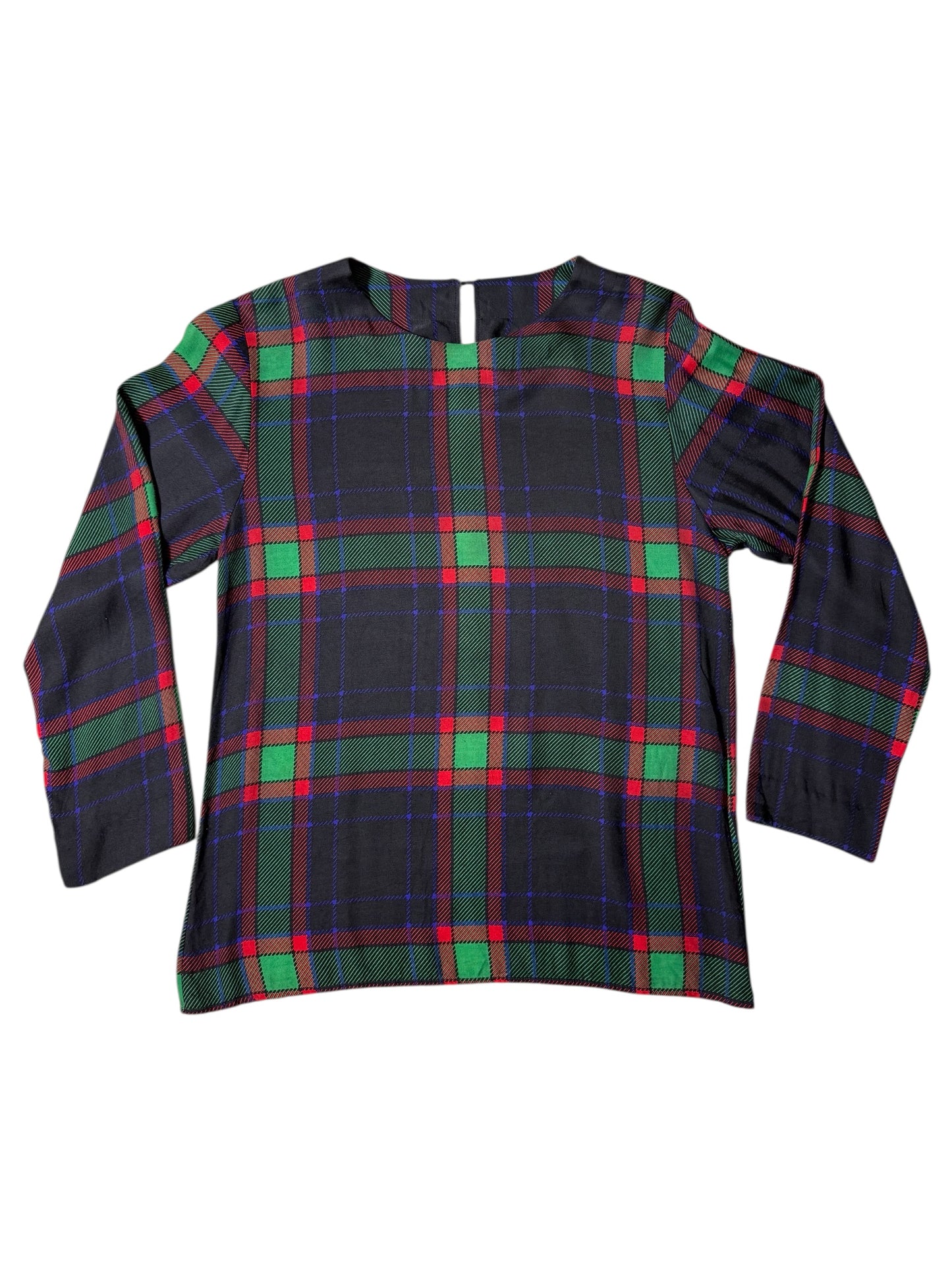 Vintage Yves Saint Laurent Variation Tartan Blouse Made in France