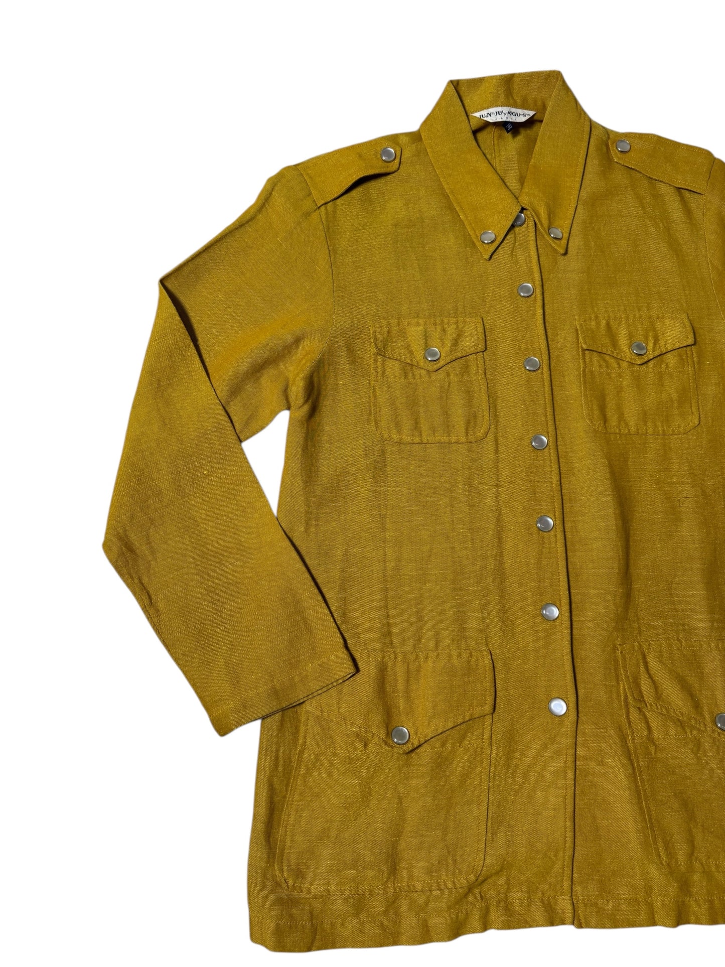 Vintage Japanese Safari Military Jacket June July August Mustard Yellow