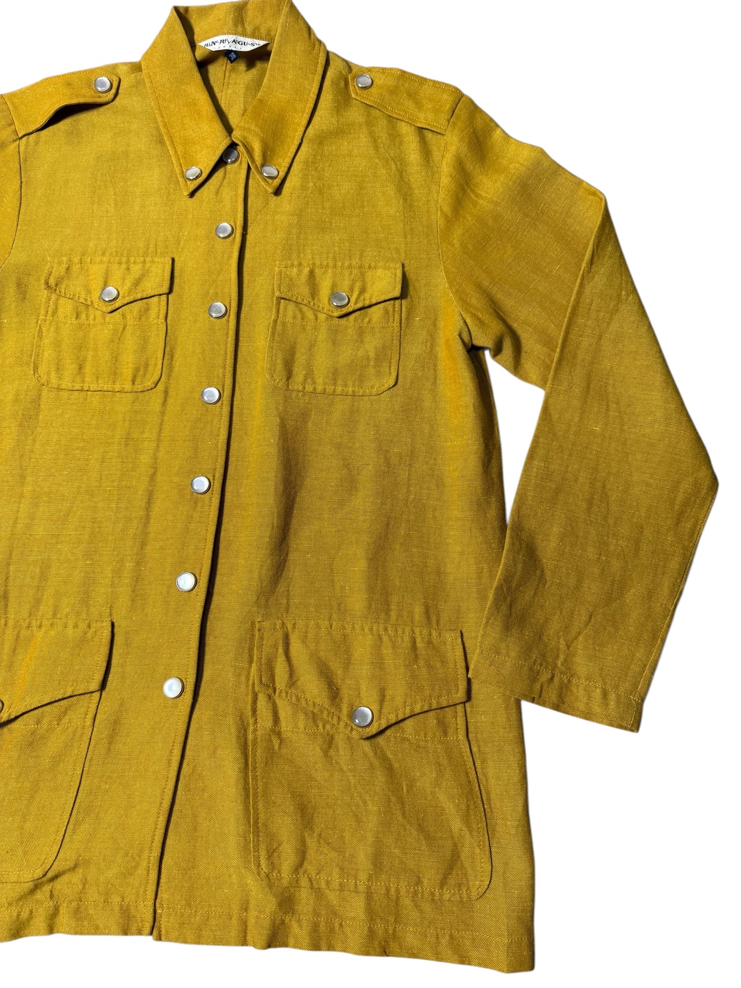 Vintage Japanese Safari Military Jacket June July August Mustard Yellow