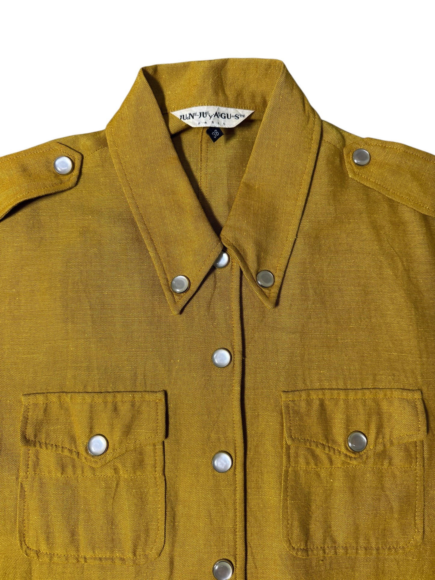 Vintage Japanese Safari Military Jacket June July August Mustard Yellow