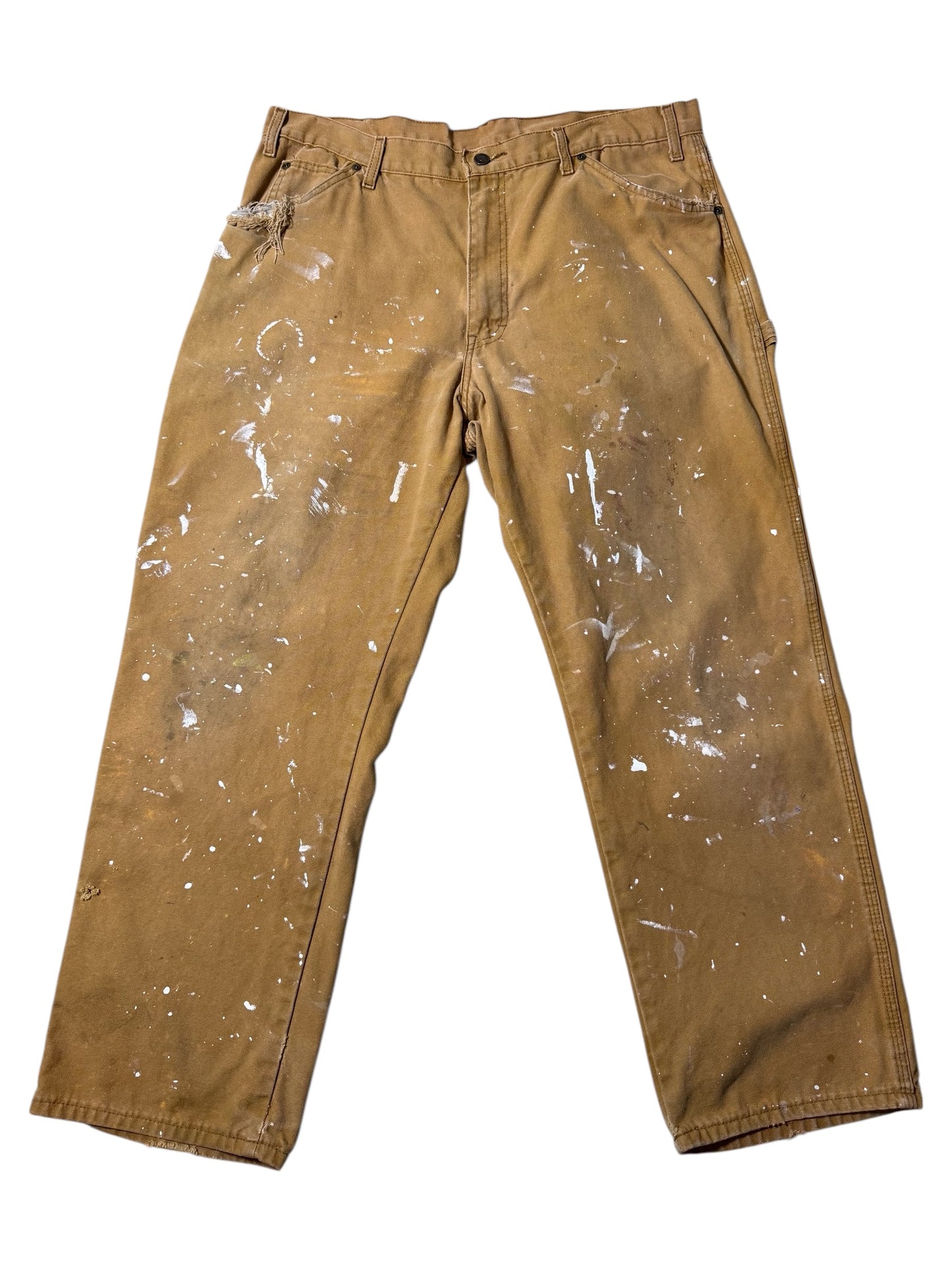 Dickies Work Pants Heavy Paint Splatter Destroyed Pocket