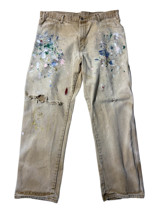 Dickies Painter Carpenter Pants Heavy Paint Splatter & Distressed Wear