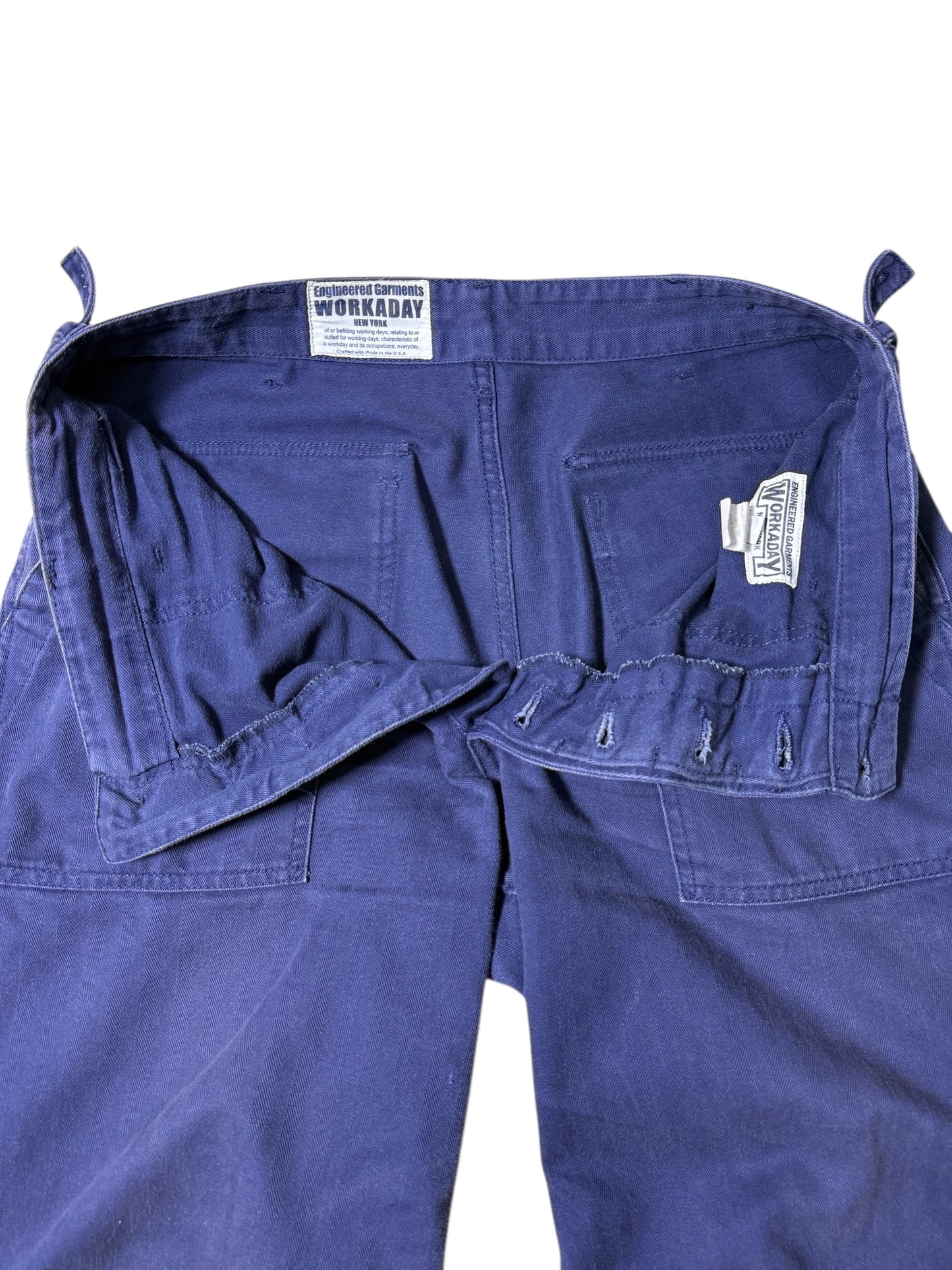 Engineered Garments Workaday HBT Fatigue Pants Indigo Blue