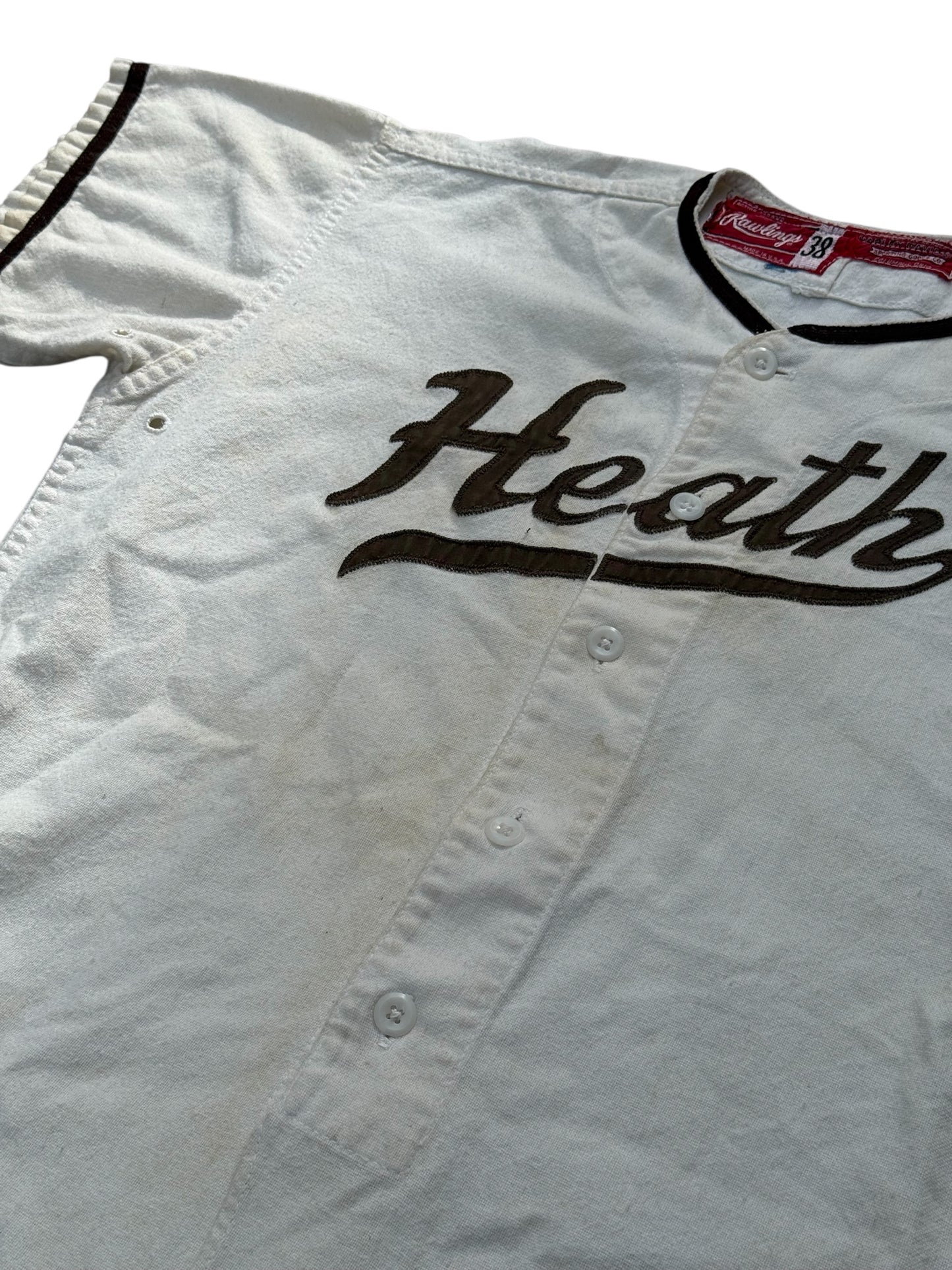 Vintage 1950s–60s Harley Davidson Rawlings Baseball Jersey–Heath Felt Lettering Made in USA