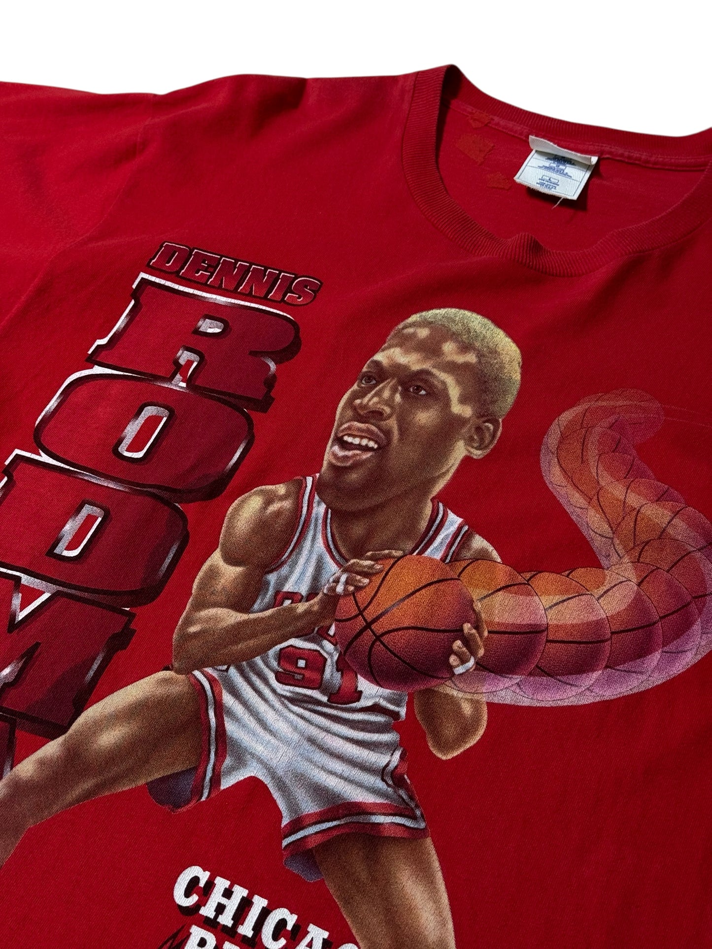 Vintage 90s Dennis Rodman Chicago Bulls Caricature Tshirt Pro Player