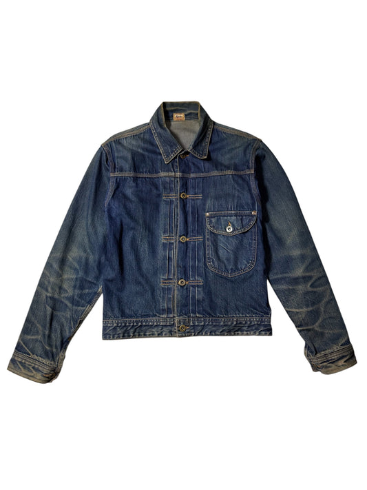 Lee Cowboy Type 1 Denim Jacket Vintage Reproduction Pleated Front & Cinch Back