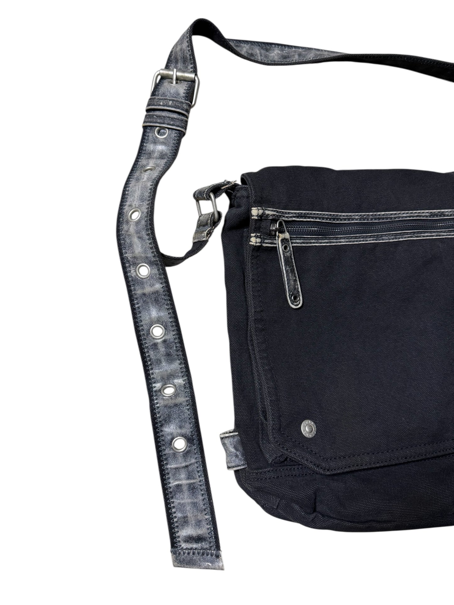 Grand Stone Heavy Canvas Messenger Black Utility Shoulder Bag