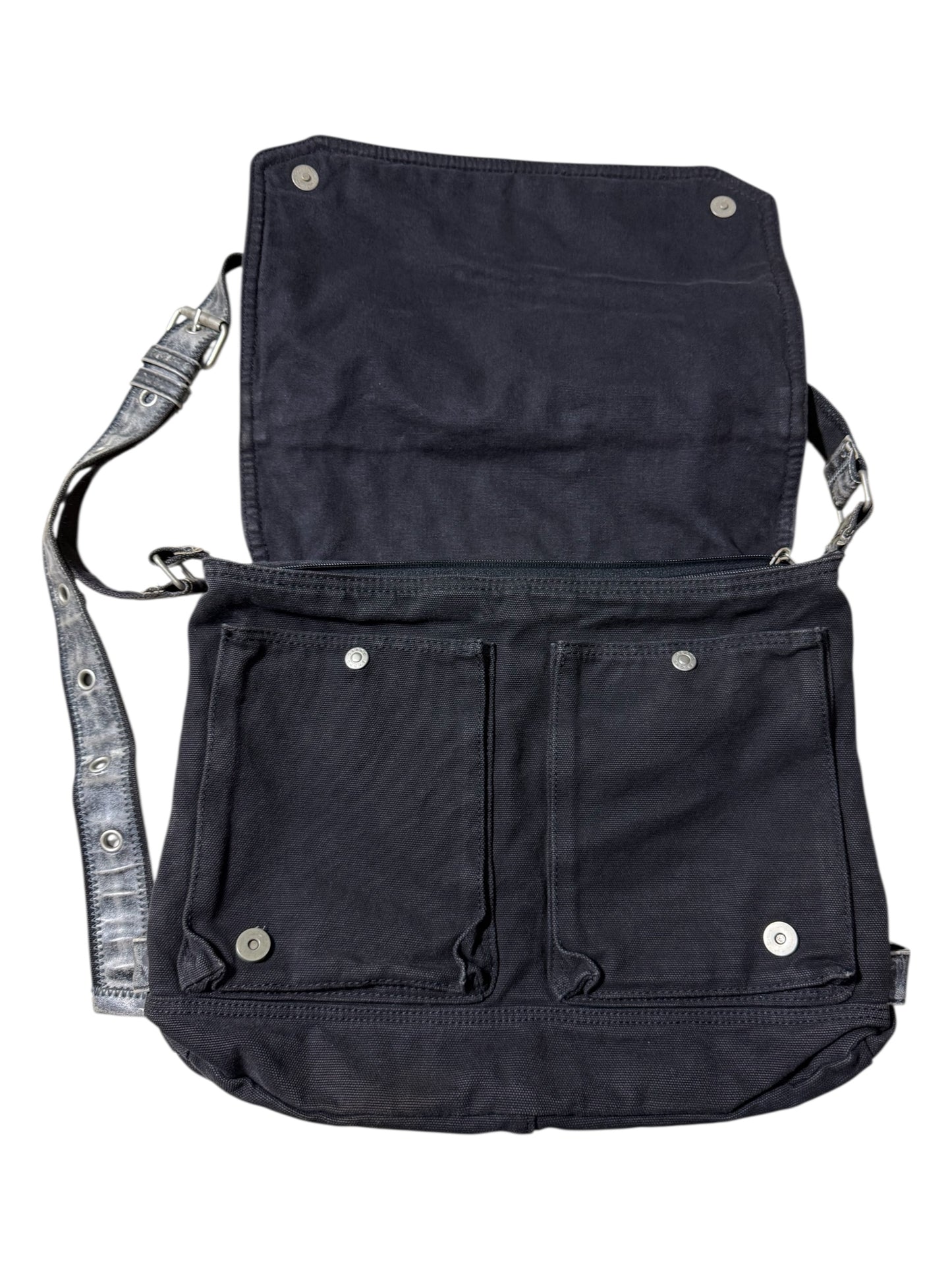 Grand Stone Heavy Canvas Messenger Black Utility Shoulder Bag