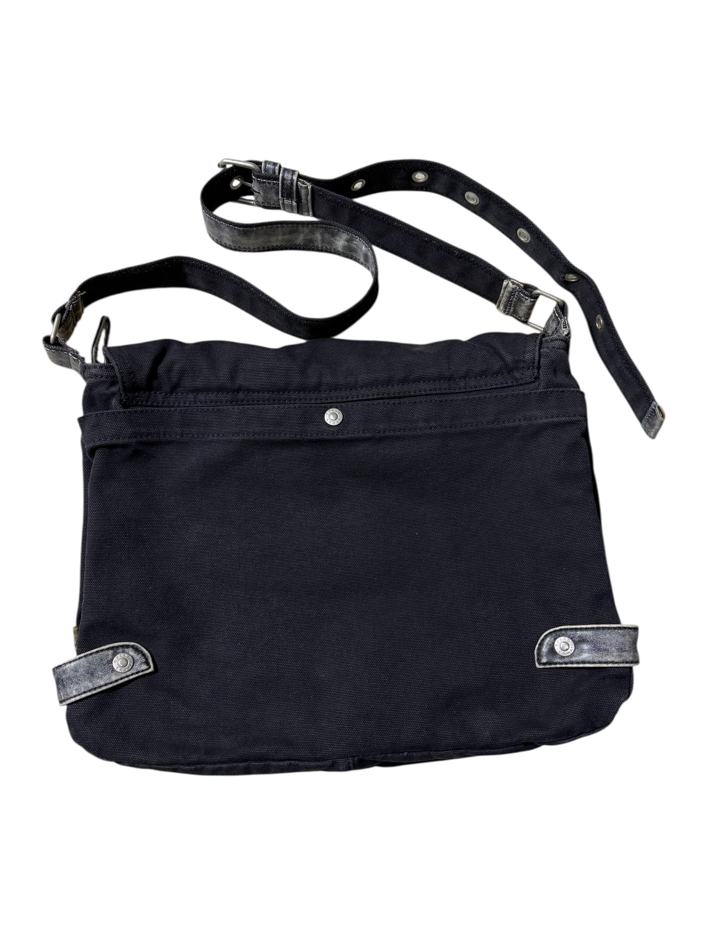 Grand Stone Heavy Canvas Messenger Black Utility Shoulder Bag
