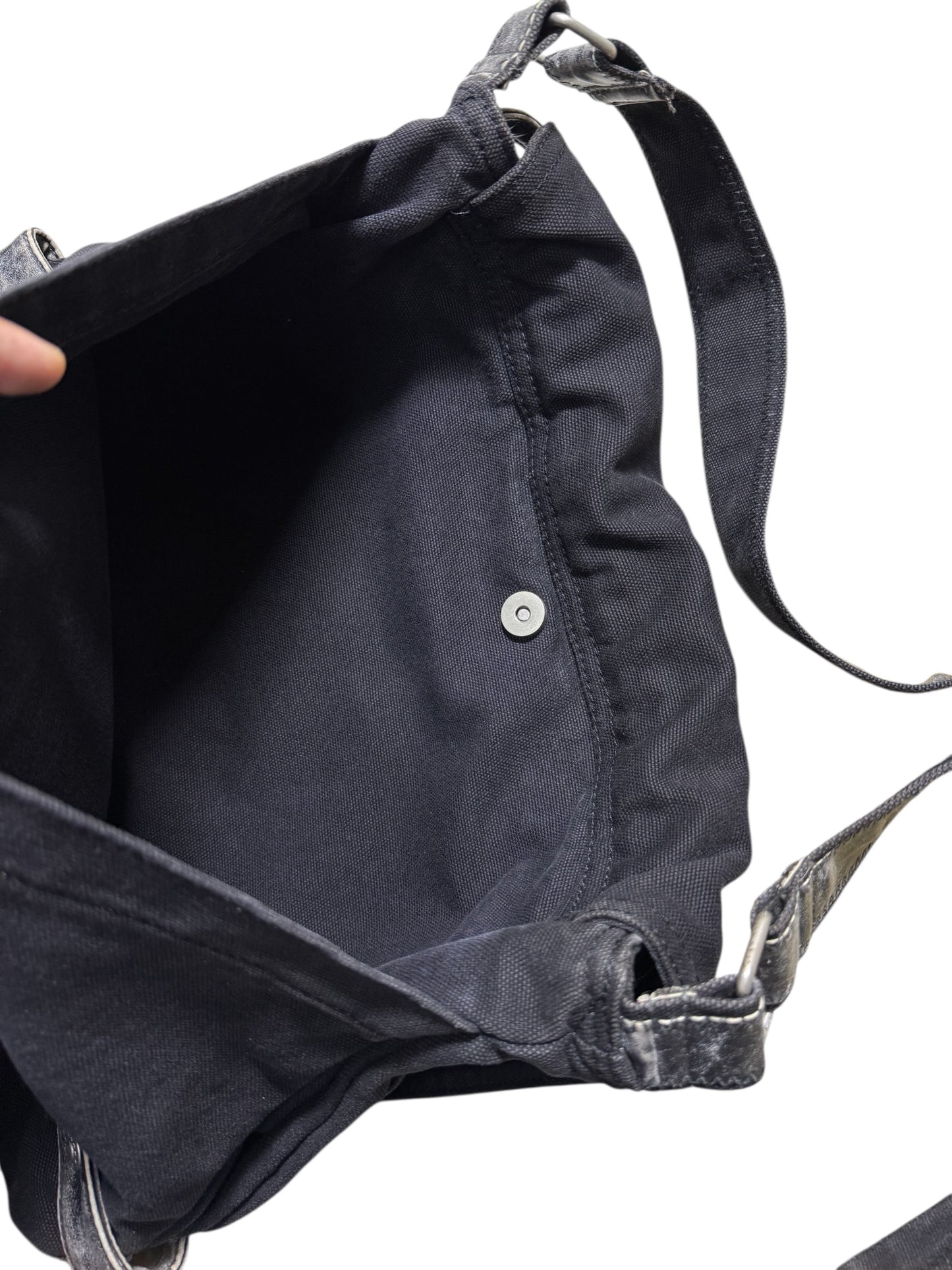 Grand Stone Heavy Canvas Messenger Black Utility Shoulder Bag