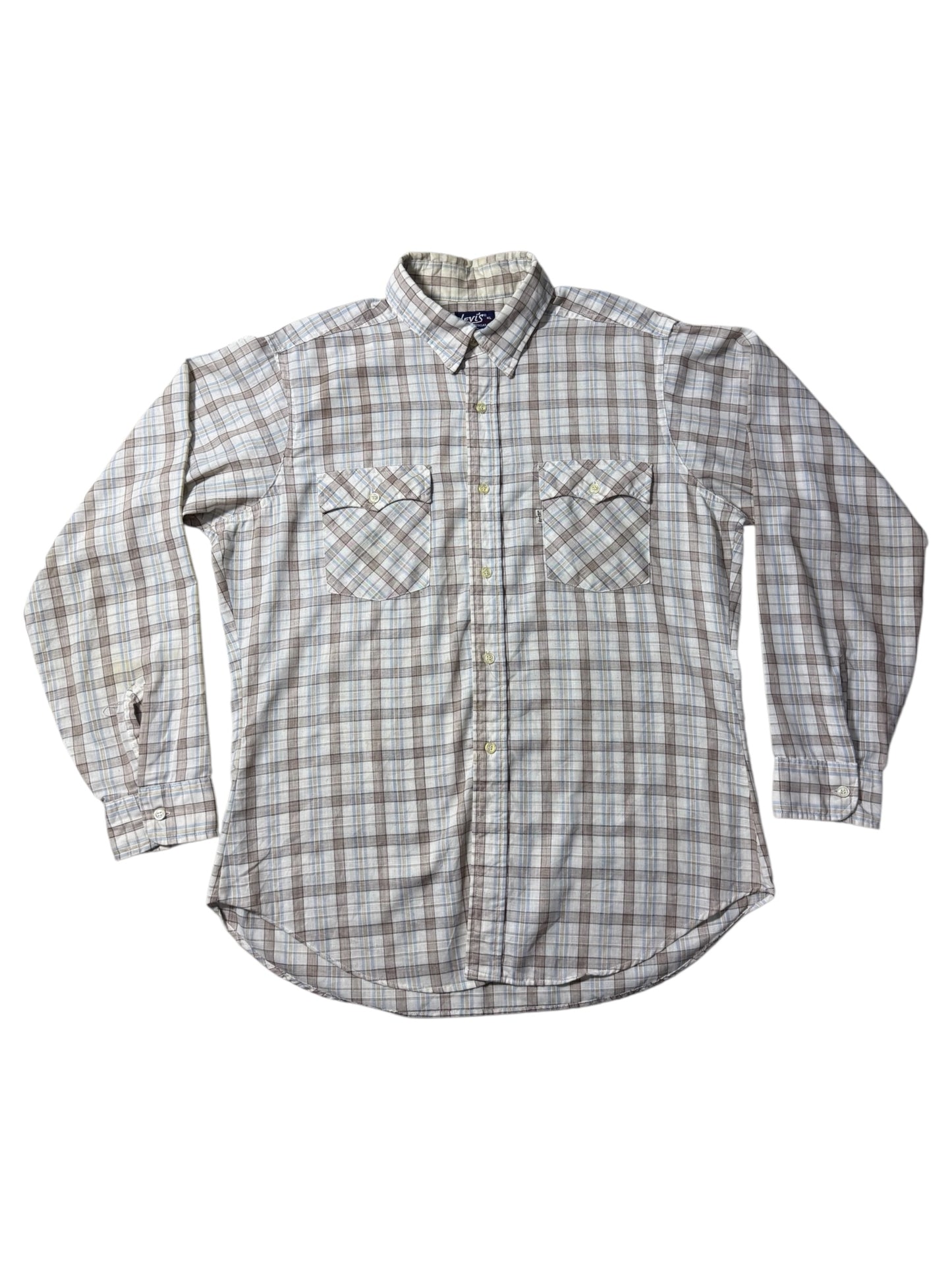 Vintage 80s Levis Plaid Button-Up Shirt