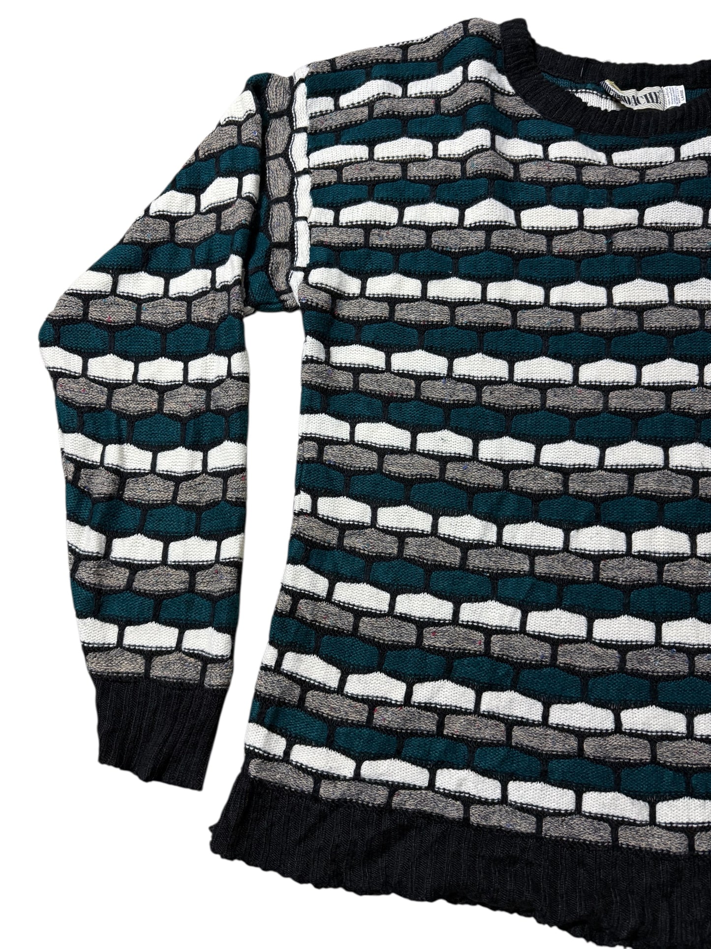 Vintage 90s Jordache Geometric Knit Sweater Textured Pattern