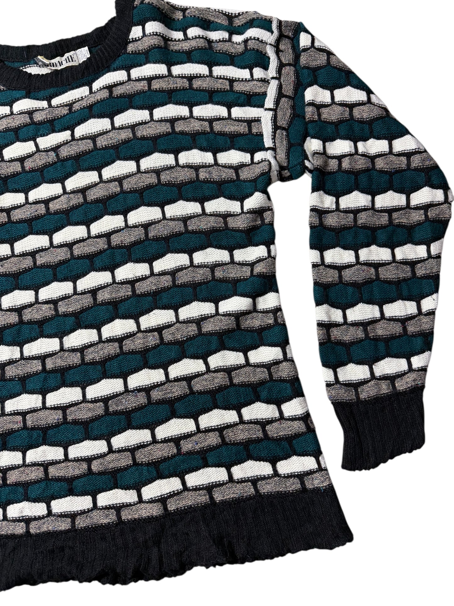 Vintage 90s Jordache Geometric Knit Sweater Textured Pattern