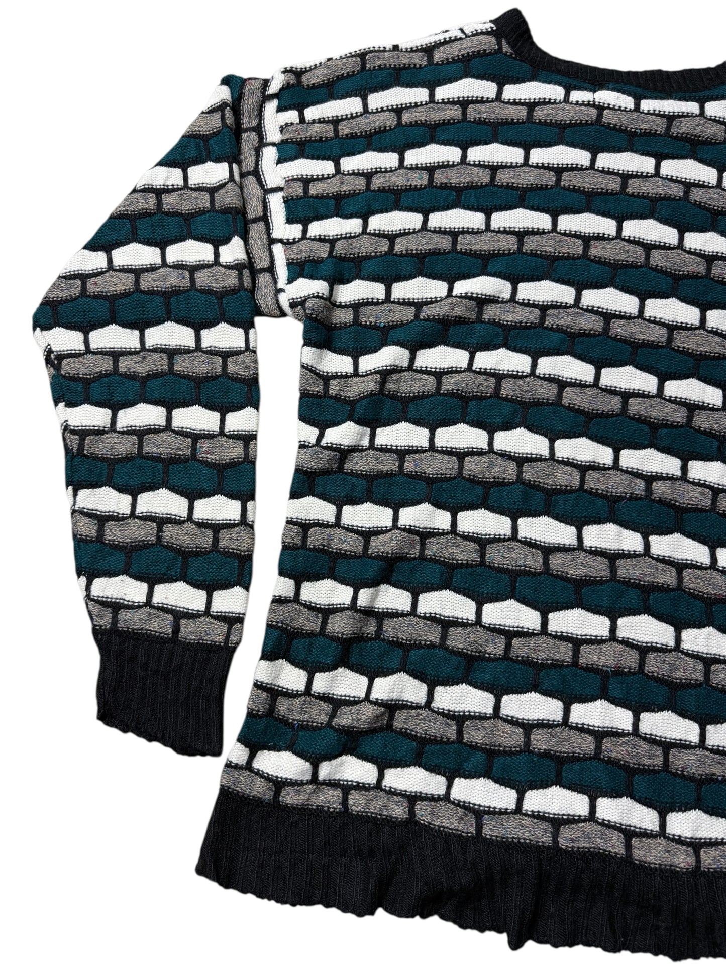 Vintage 90s Jordache Geometric Knit Sweater Textured Pattern
