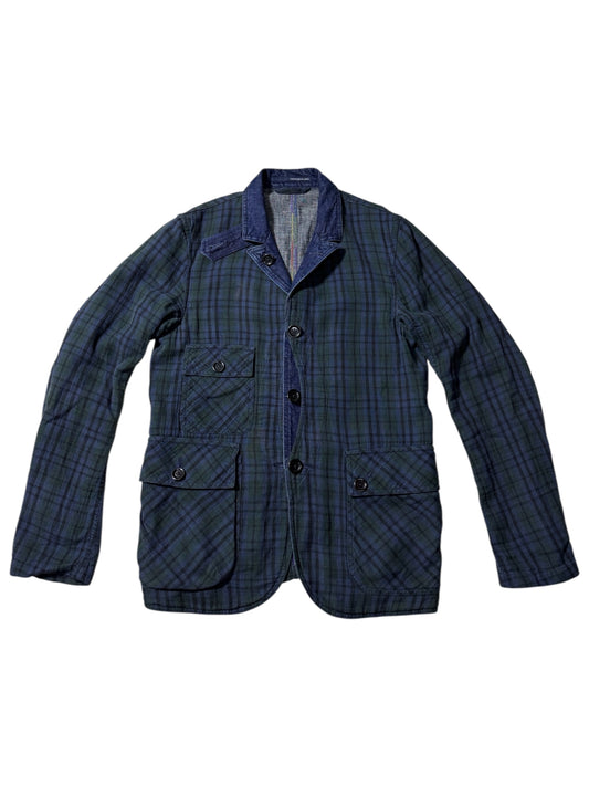 Tomorrowland Reversible Work Jacket Tartan  Indigo Chambray Japanese Designer Utility