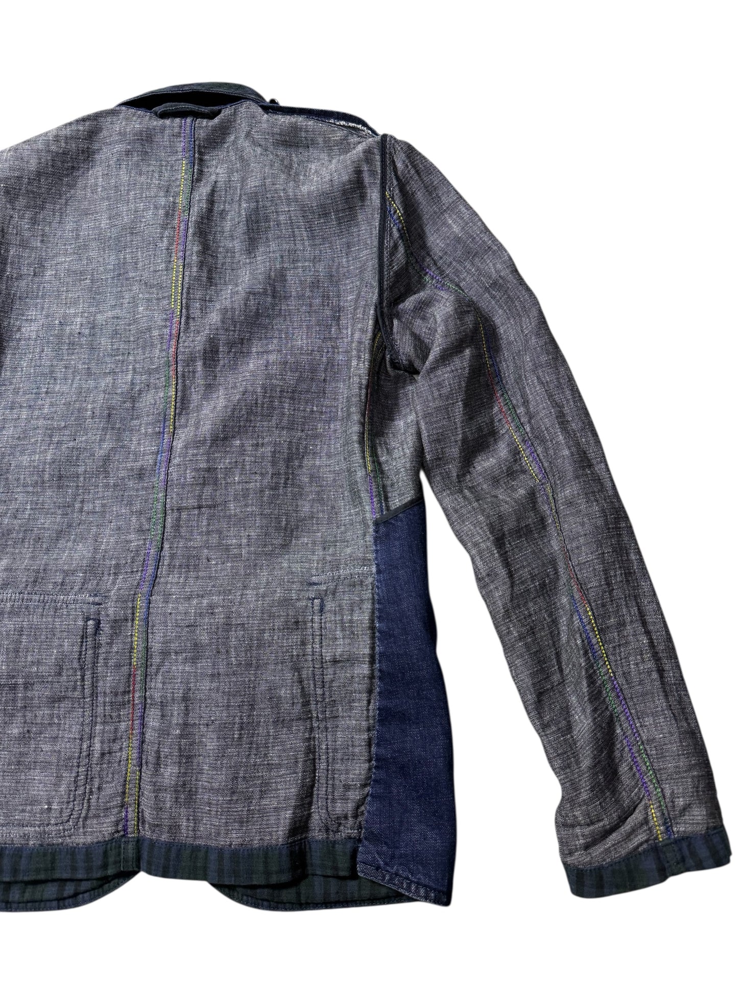 Tomorrowland Reversible Work Jacket Tartan  Indigo Chambray Japanese Designer Utility