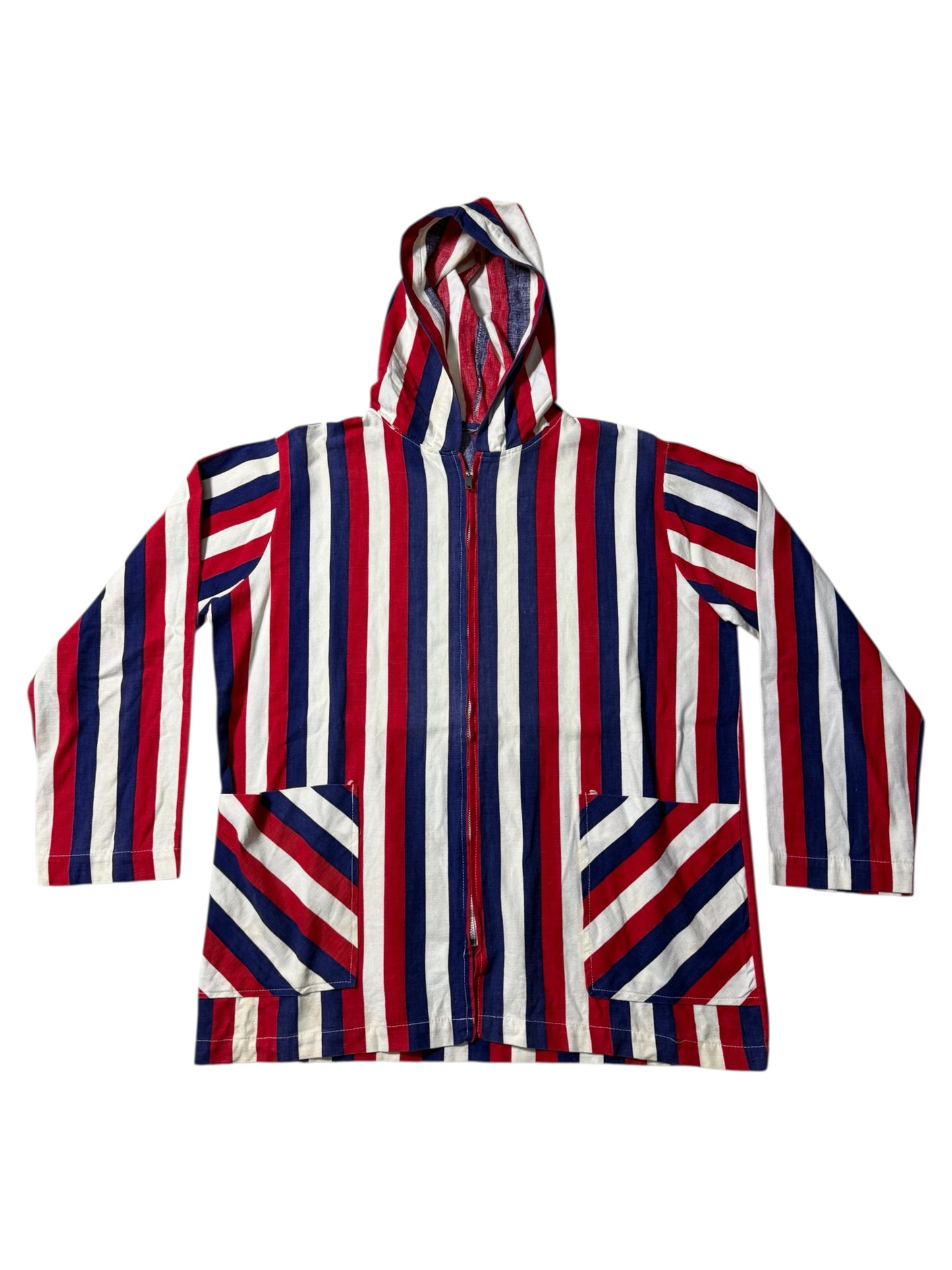 Vintage 1960s–70s Striped Hooded Zip Jacket