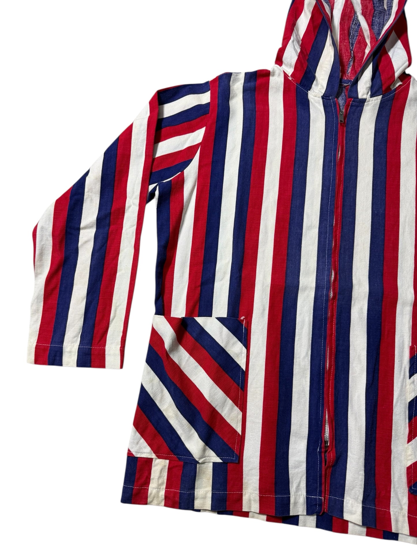 Vintage 1960s–70s Striped Hooded Zip Jacket