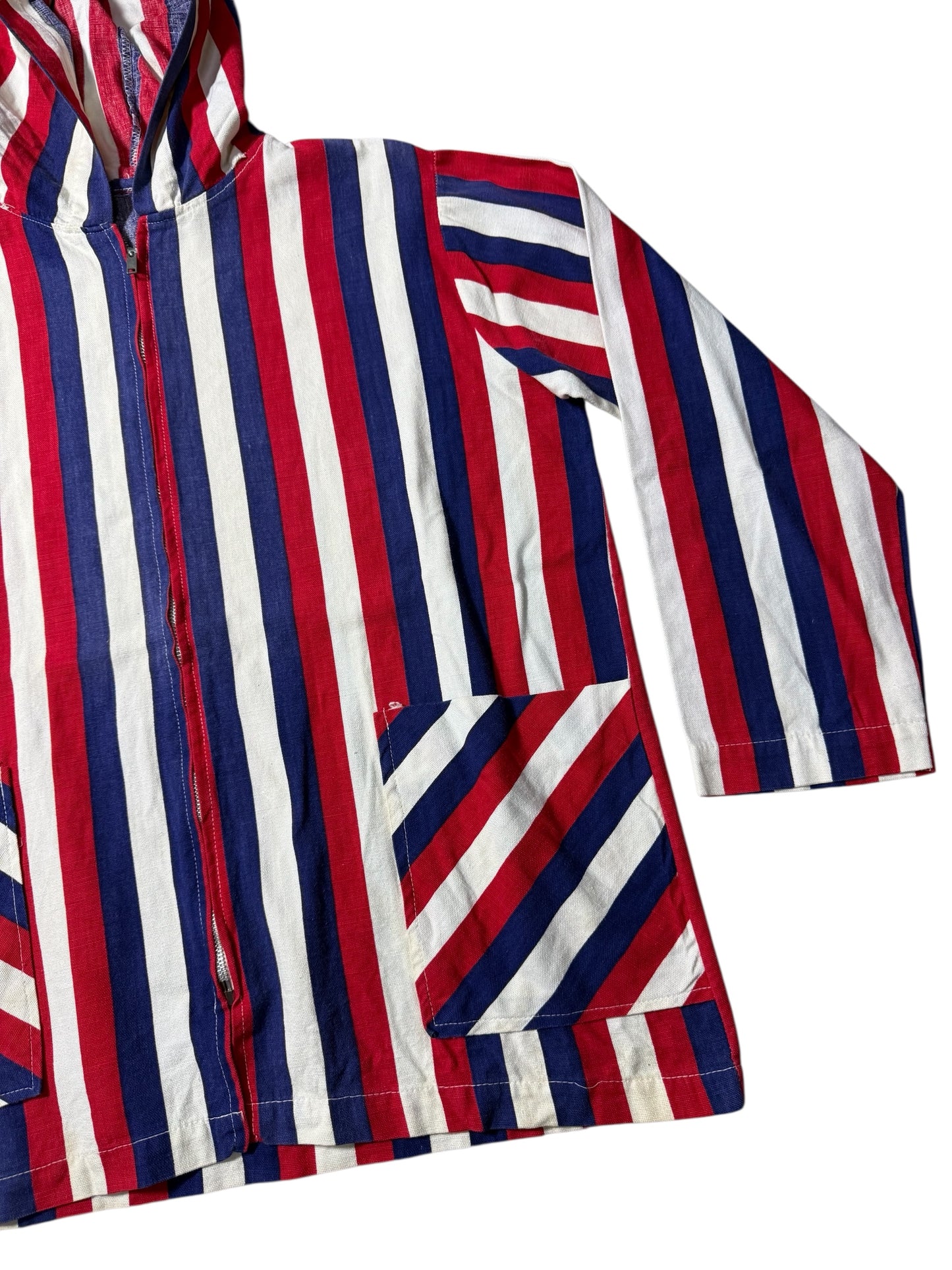 Vintage 1960s–70s Striped Hooded Zip Jacket