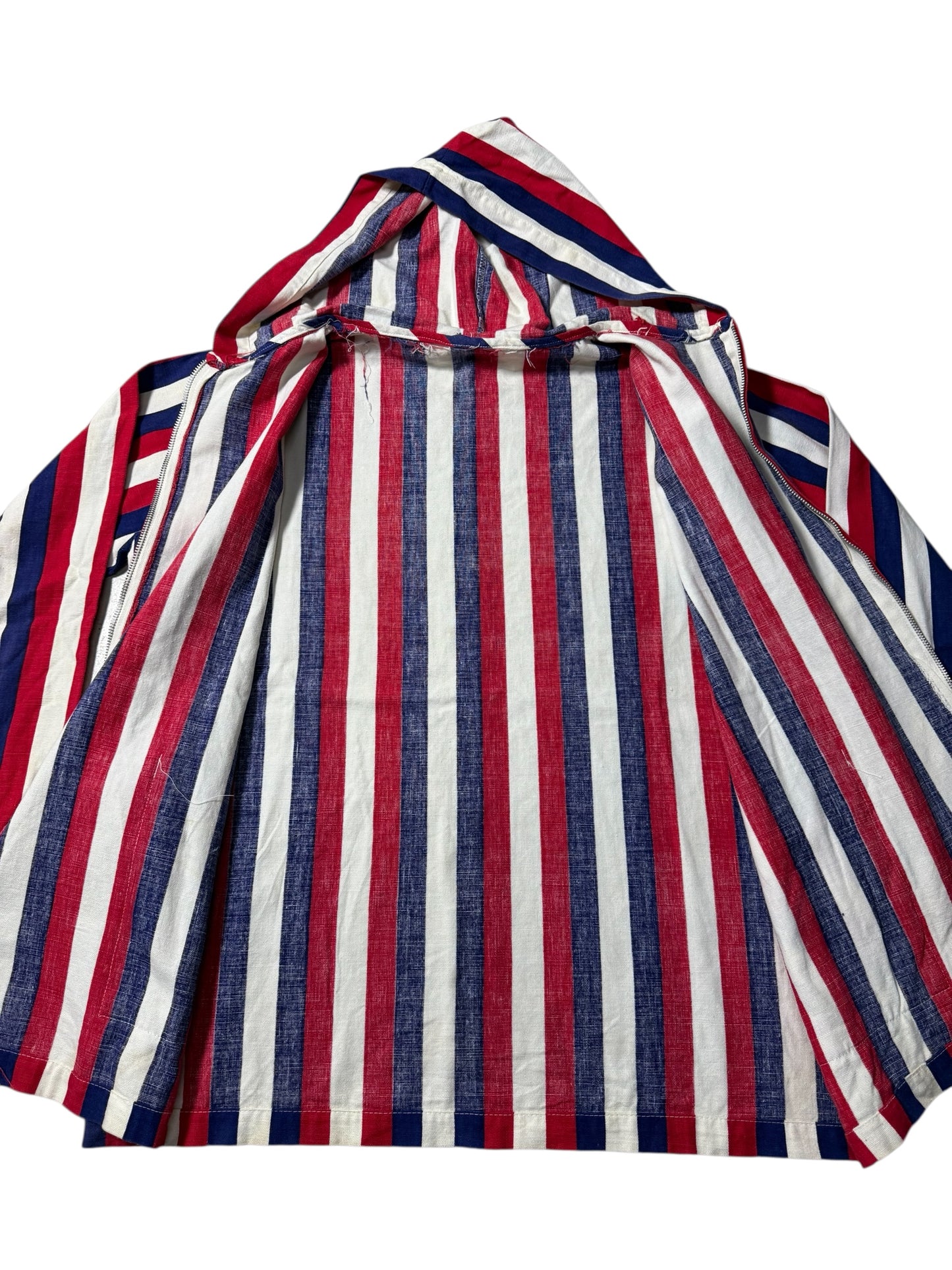 Vintage 1960s–70s Striped Hooded Zip Jacket
