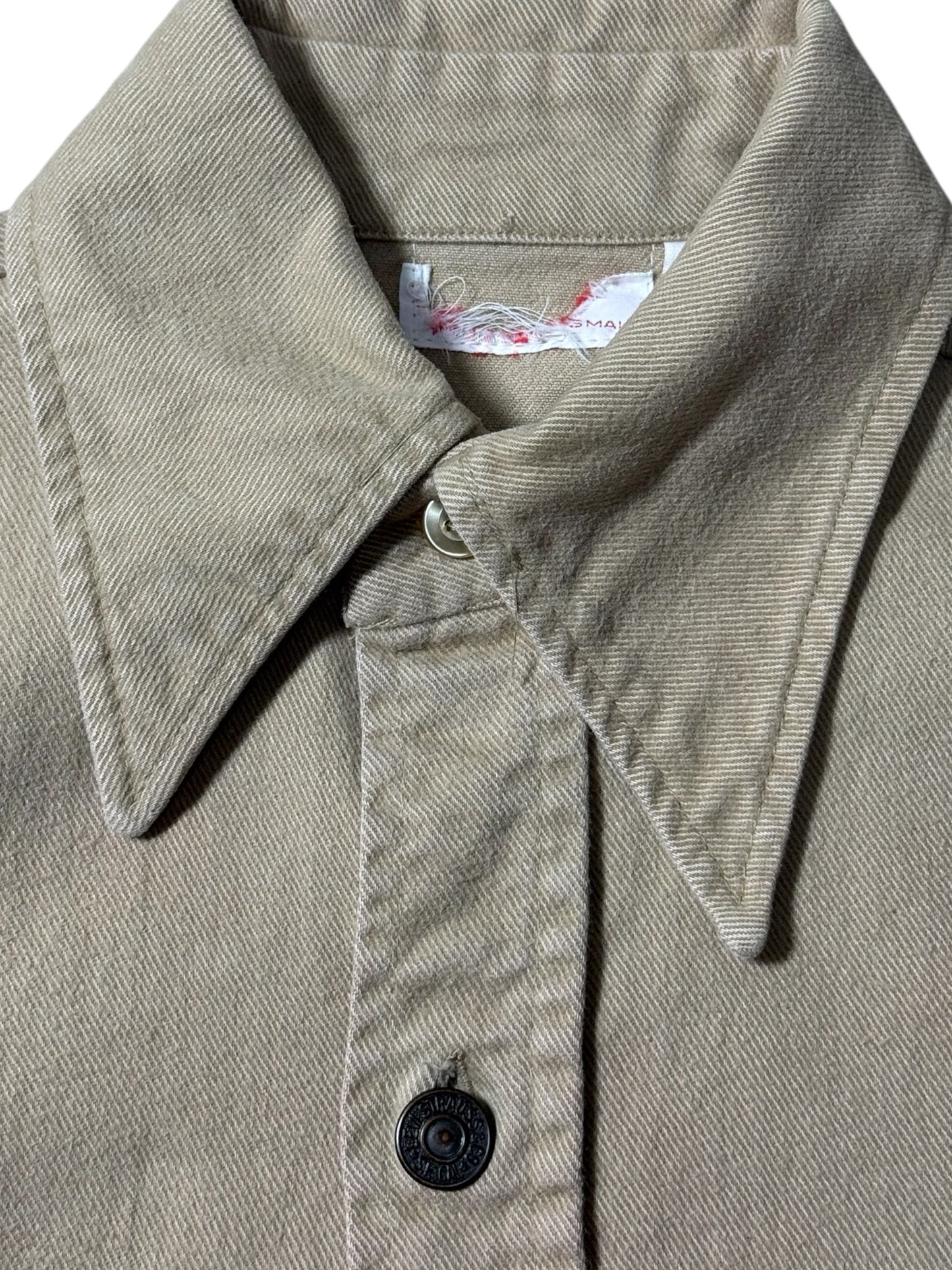 Vintage Levis Tan Western Workwear Shirt Twin Chest Pockets Faded Twill