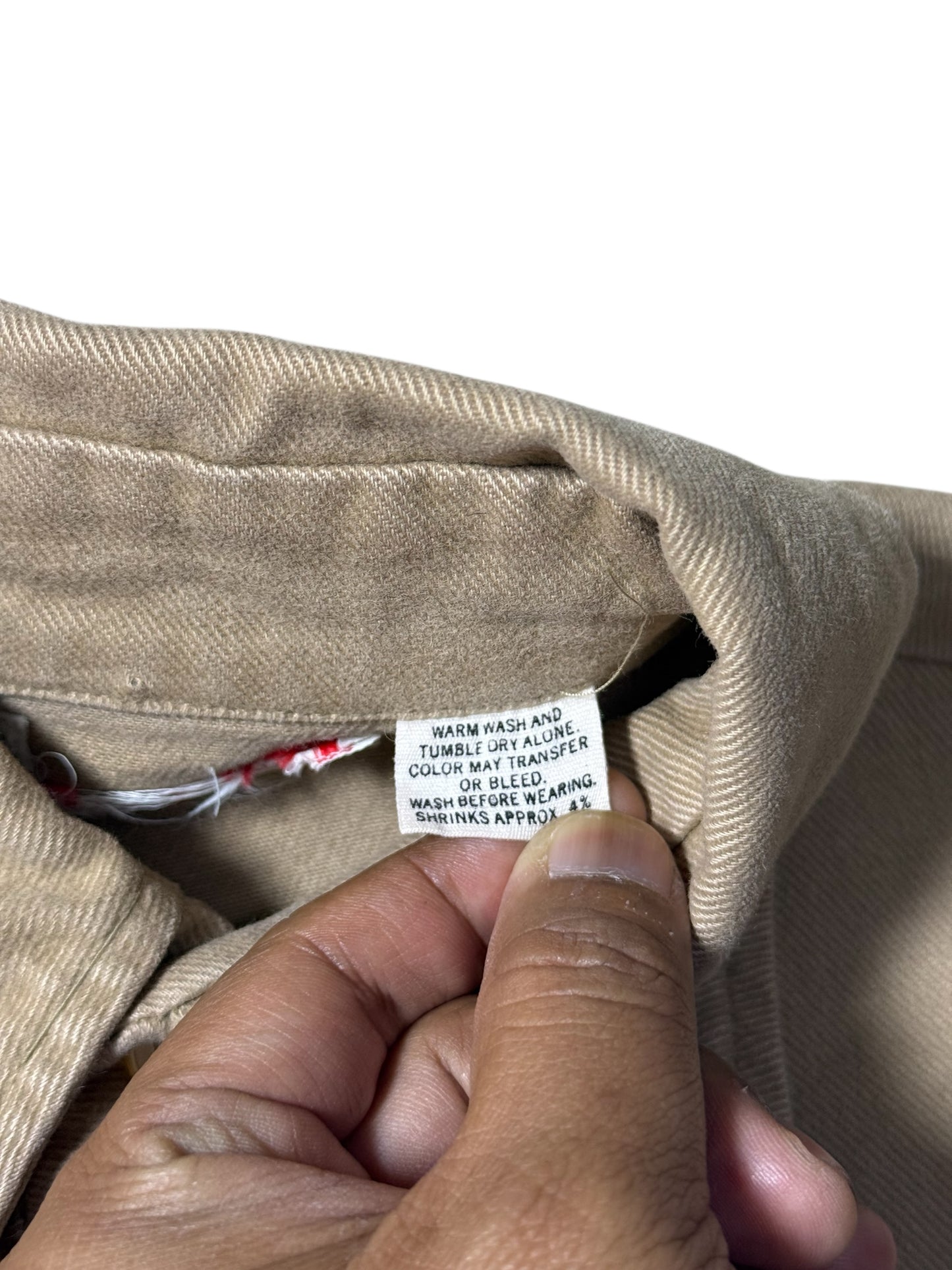 Vintage Levis Tan Western Workwear Shirt Twin Chest Pockets Faded Twill
