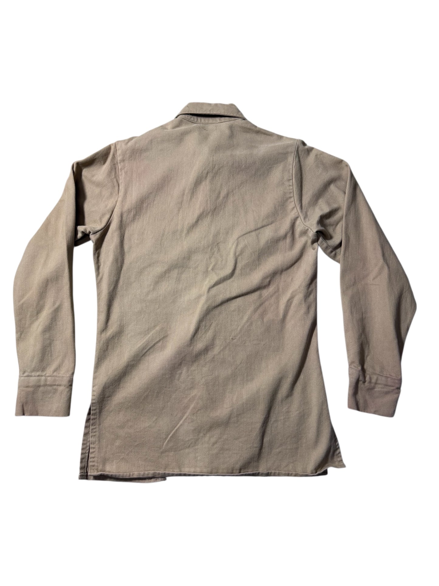 Vintage Levis Tan Western Workwear Shirt Twin Chest Pockets Faded Twill