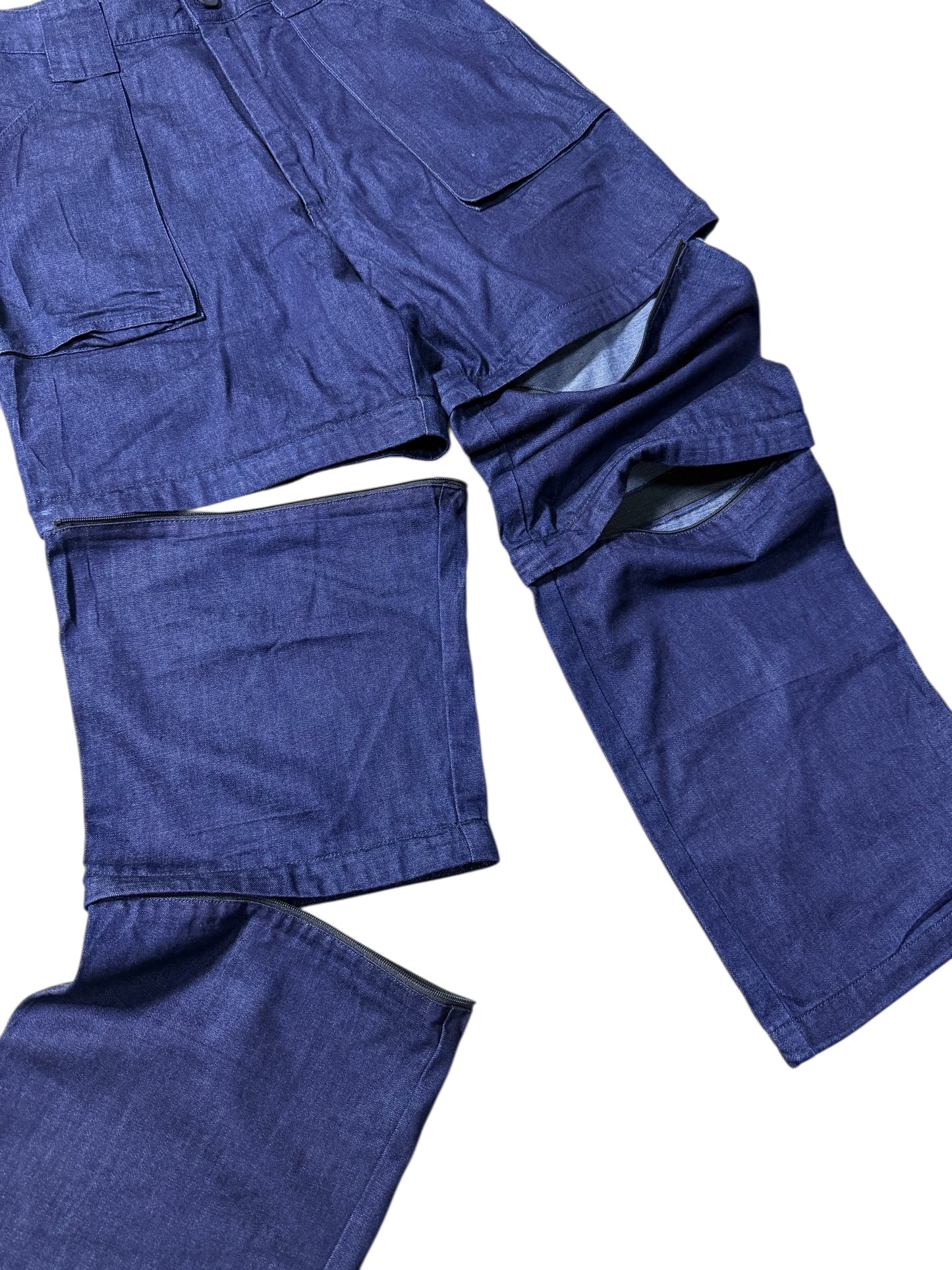 Camp7 Convertible Zip-Off Denim Cargo Pants 2-Way Trek Pants Utility Outdoor Gorpcore