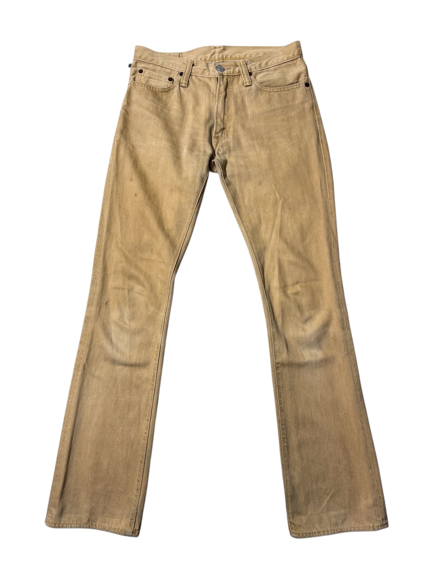 Vintage Fab Four Alchemist Japan Tan Denim Jeans Skull Patch Slim Straight 2000s