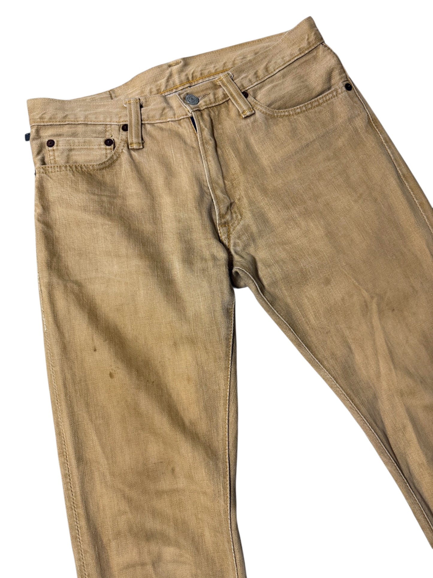 Vintage Fab Four Alchemist Japan Tan Denim Jeans Skull Patch Slim Straight 2000s